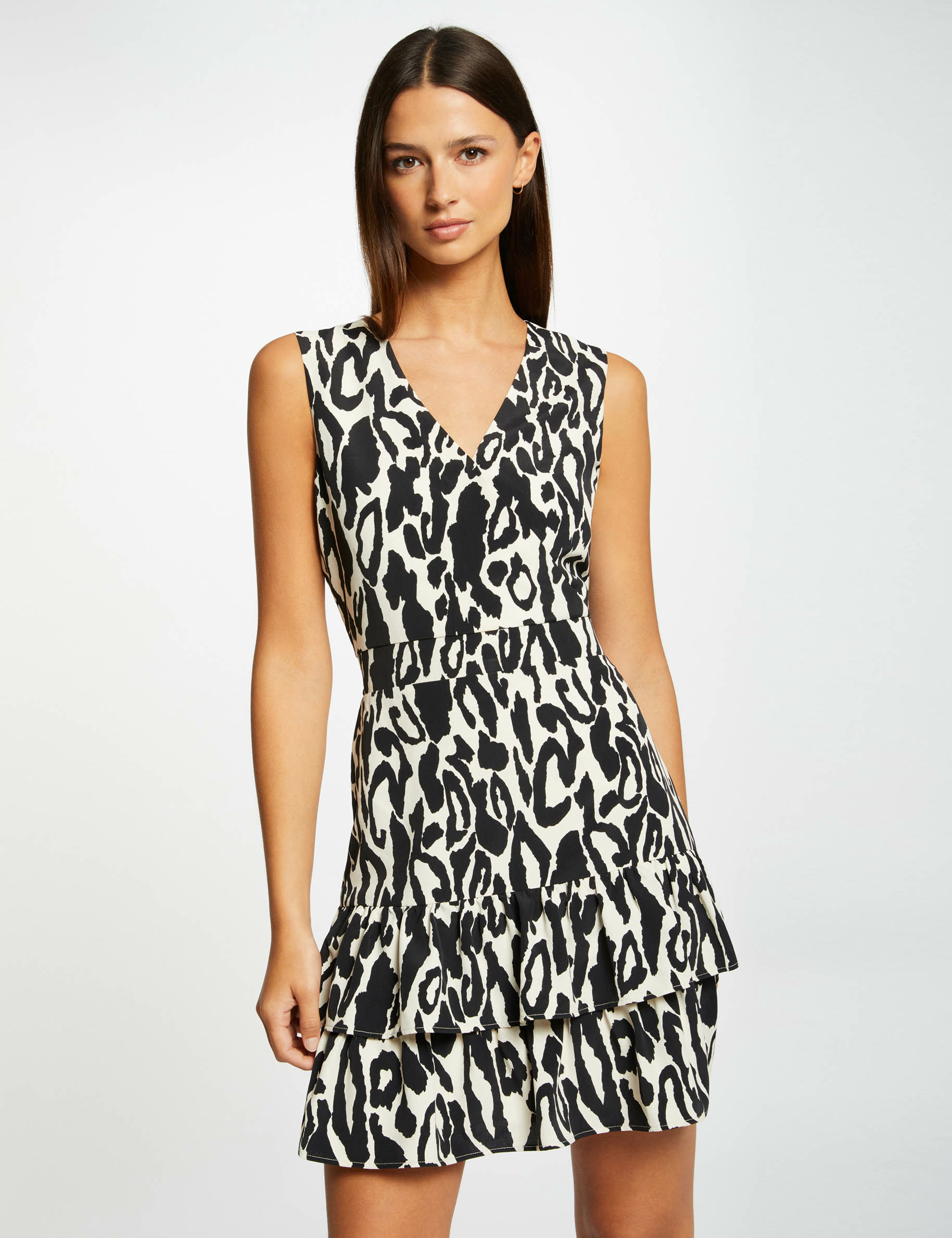 robe cintree a volants imprime animalier multico femme Robe cintrée à volants imprimé animalier multico femme