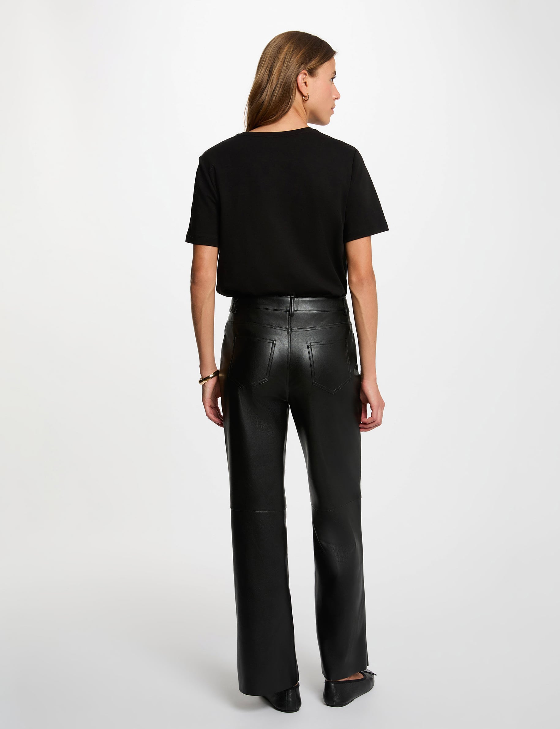 Pantalon bootcut similicuir noir femme