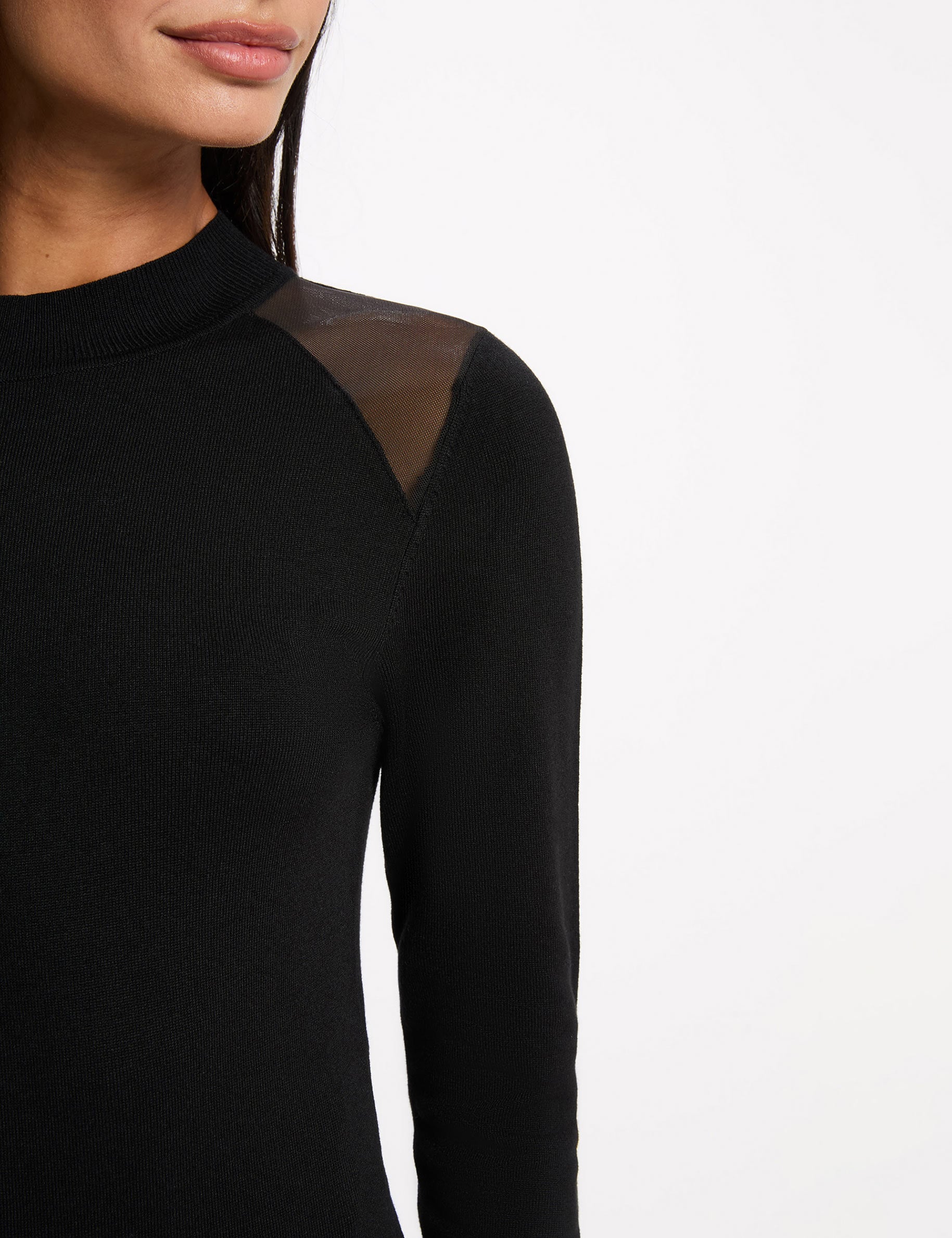 Body &eacute;paule transparente noir femme