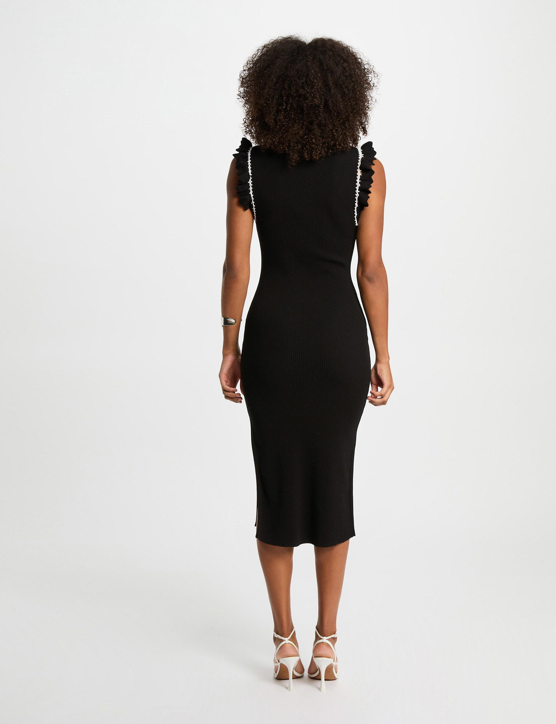 Robe tricot ajustée noir femme
