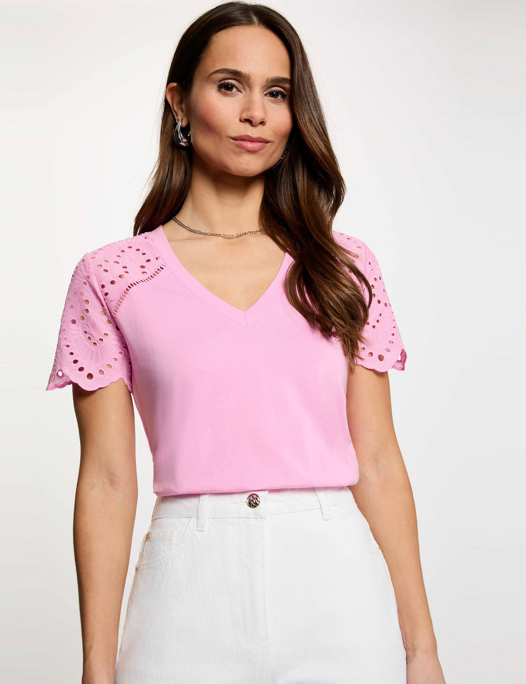T-Shirt à Manches Courtes Rose Femme - Nouveautés et