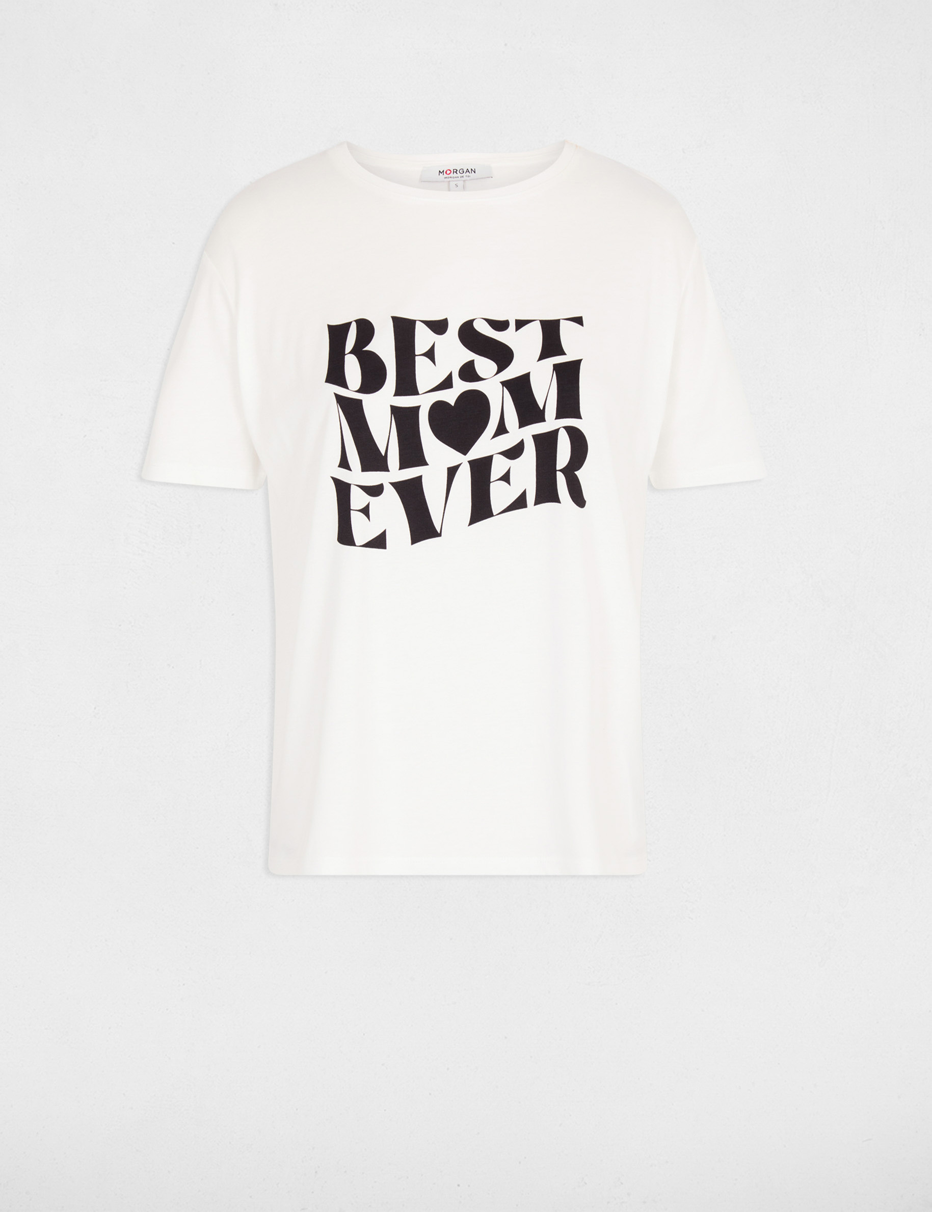 T-shirt col rond manches courtes blanc femme