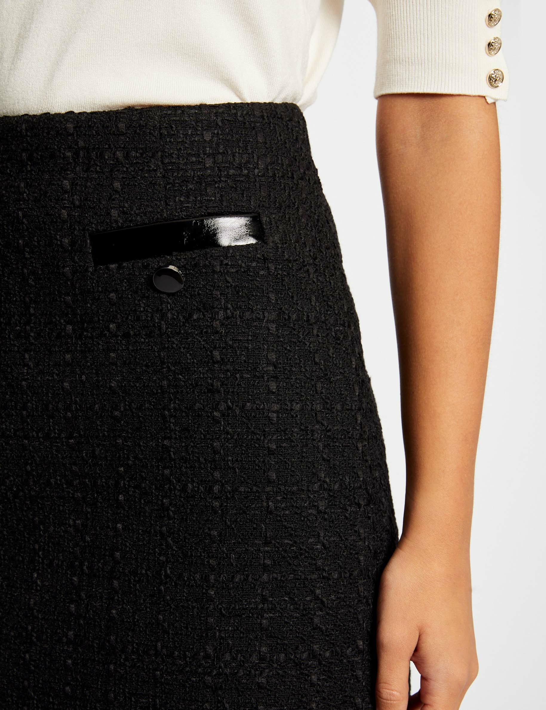 jupe droite details vinyle noir femme Jupe droite détails vinyle noir femme