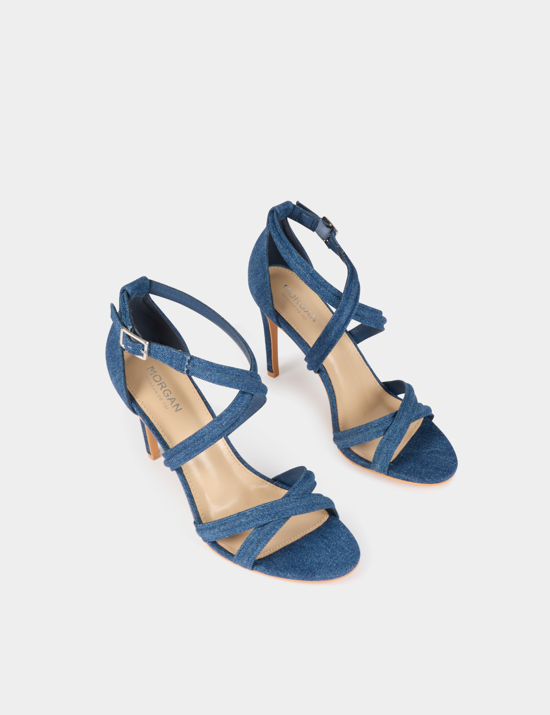sandales a talons en jean denim brut femme Sandales à talons en jean denim brut femme