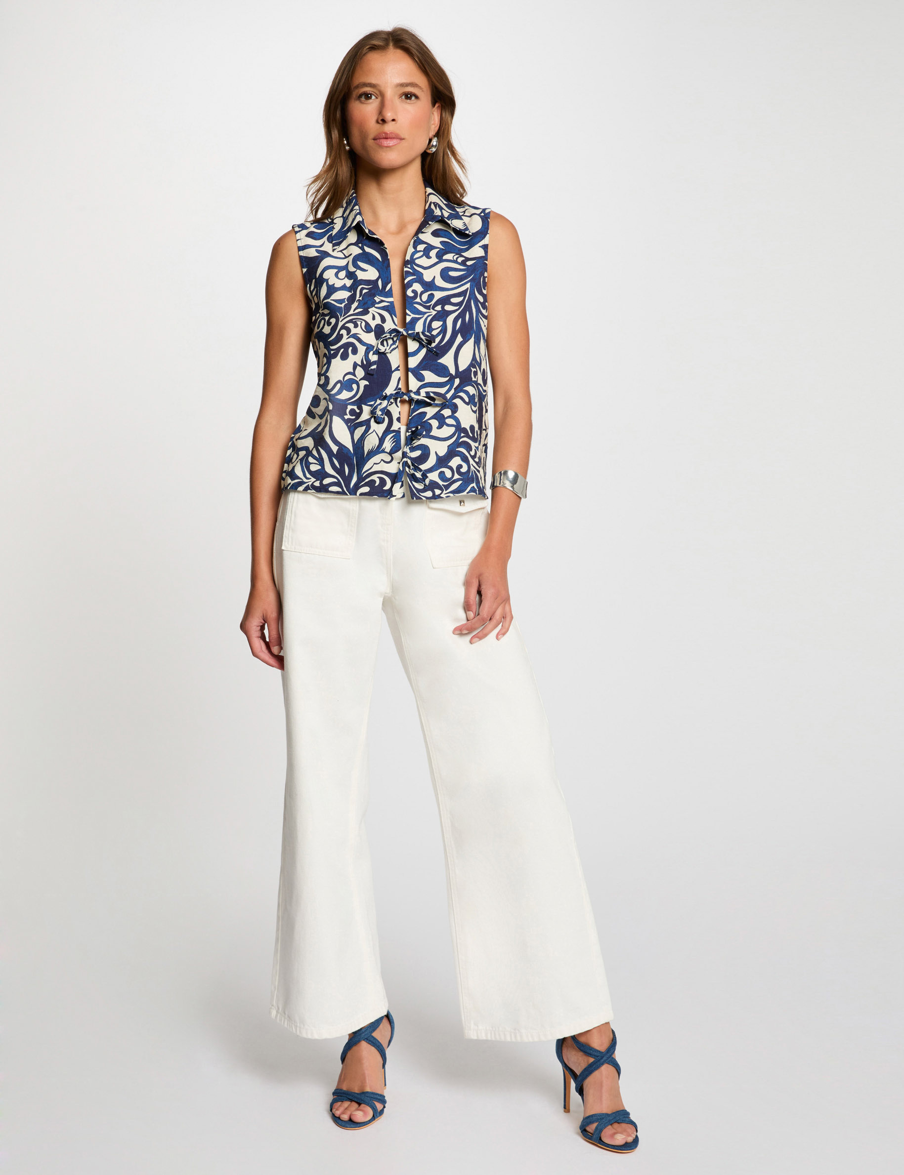 Chemise sans manches imprim&eacute;e multicolore femme