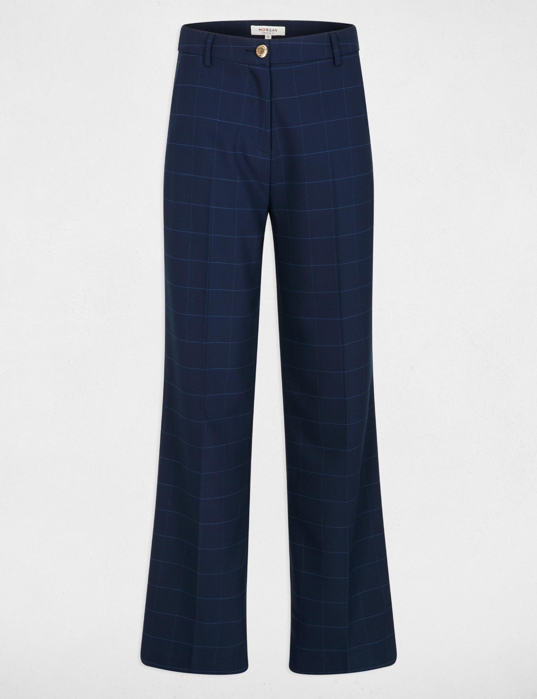 Pantalon taille haute bleu marine femme