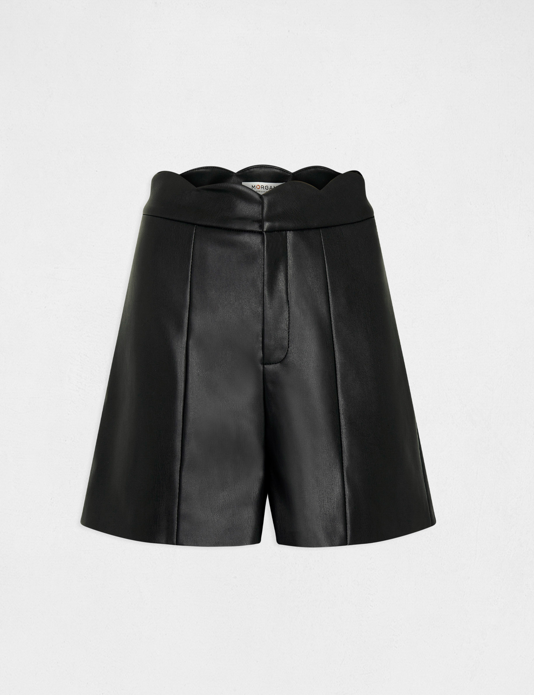 Short droit simili cuir noir femme