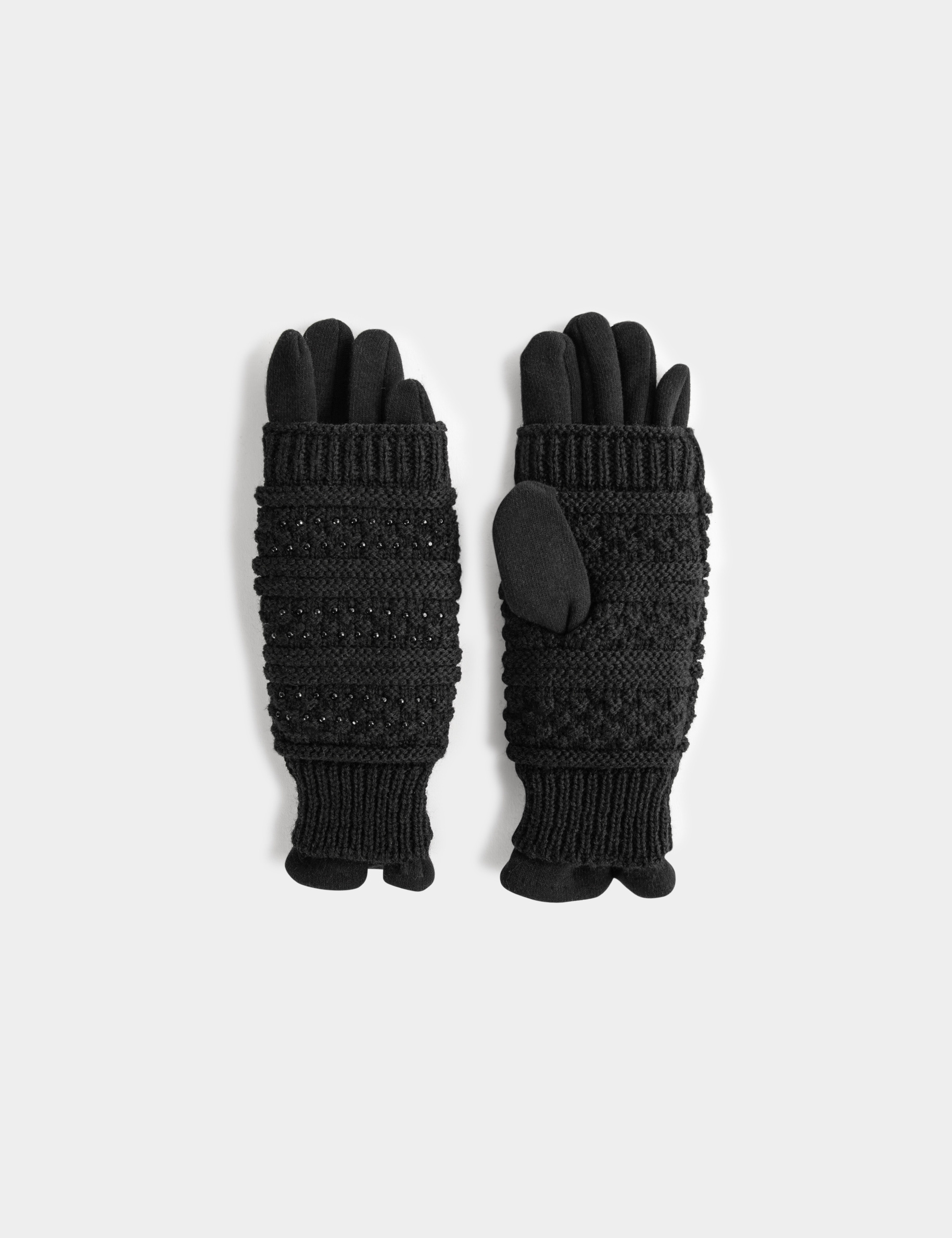 gants en maille avec strass noir femme Gants en maille avec strass noir femme
