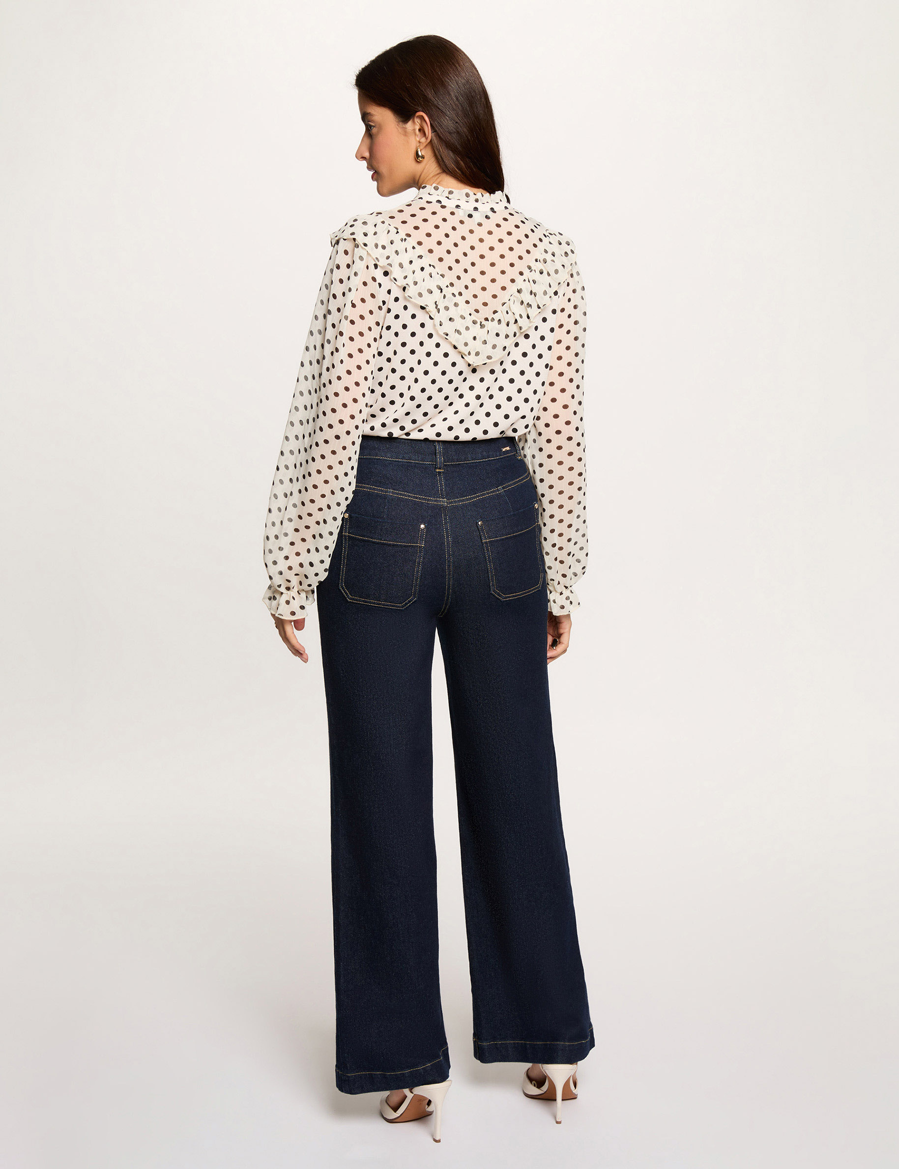 T-shirt voile col v blanc femme