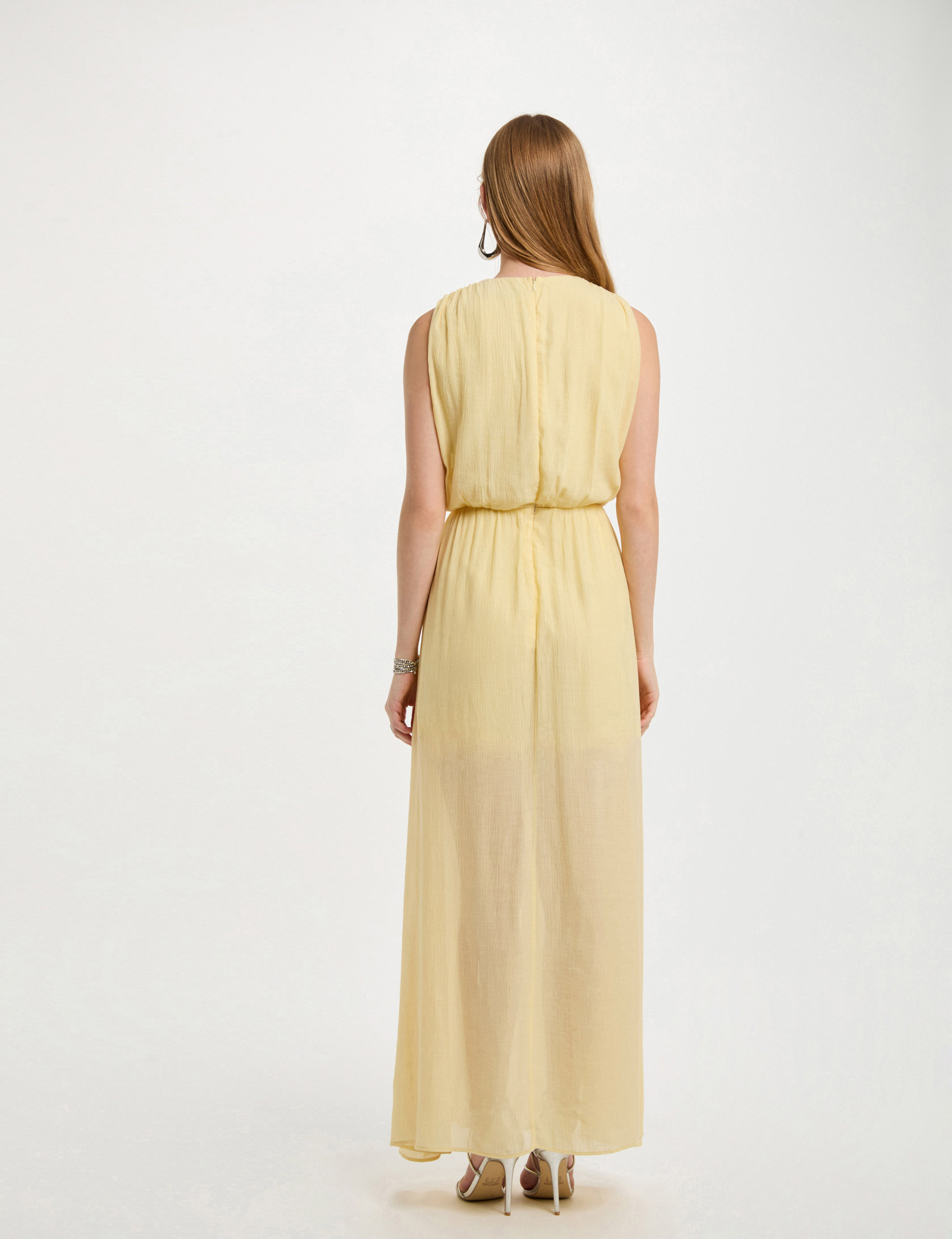 robe longue droite jaune pastel femme Robe longue droite jaune pastel femme