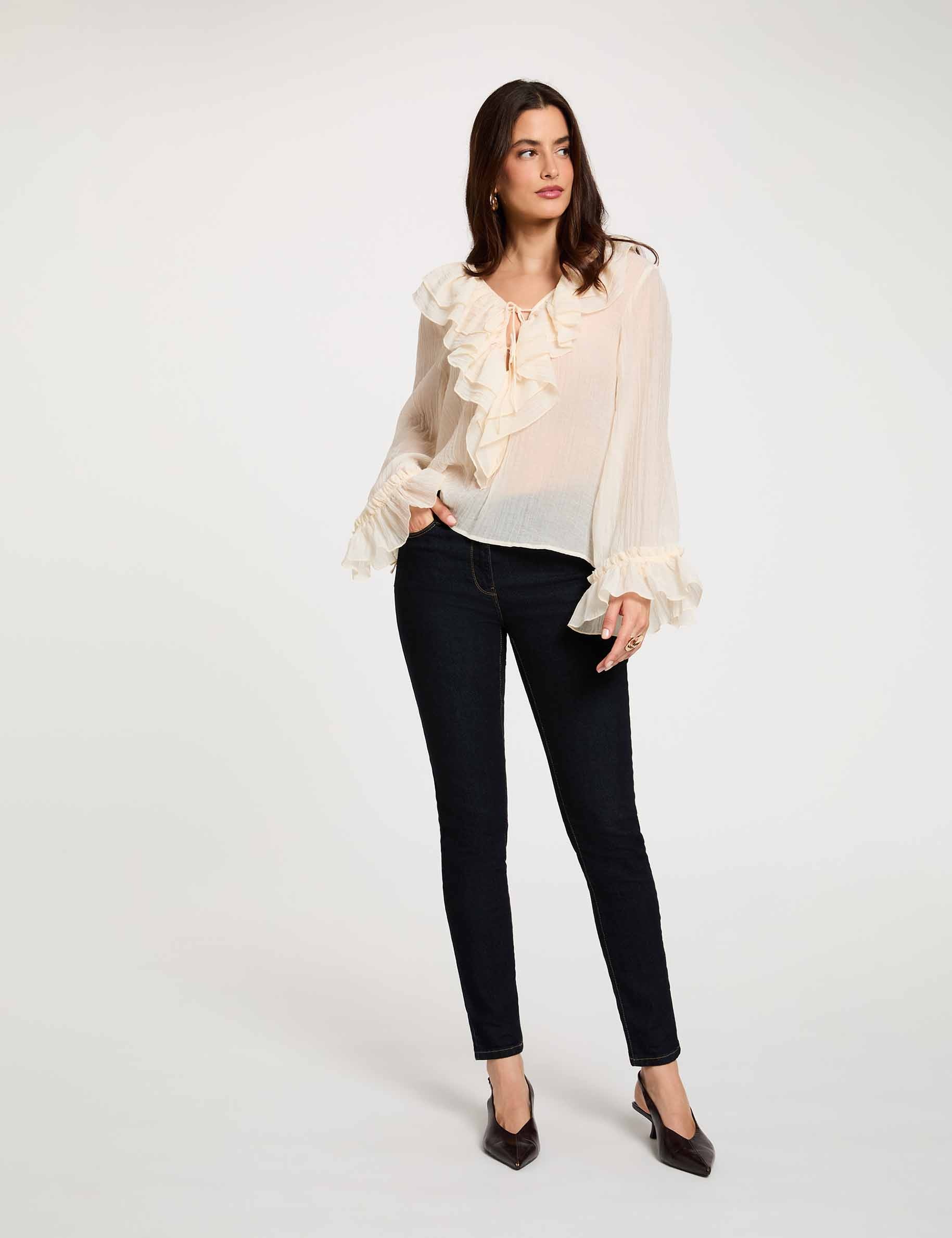 Jean skinny ajust&eacute; bleu femme
