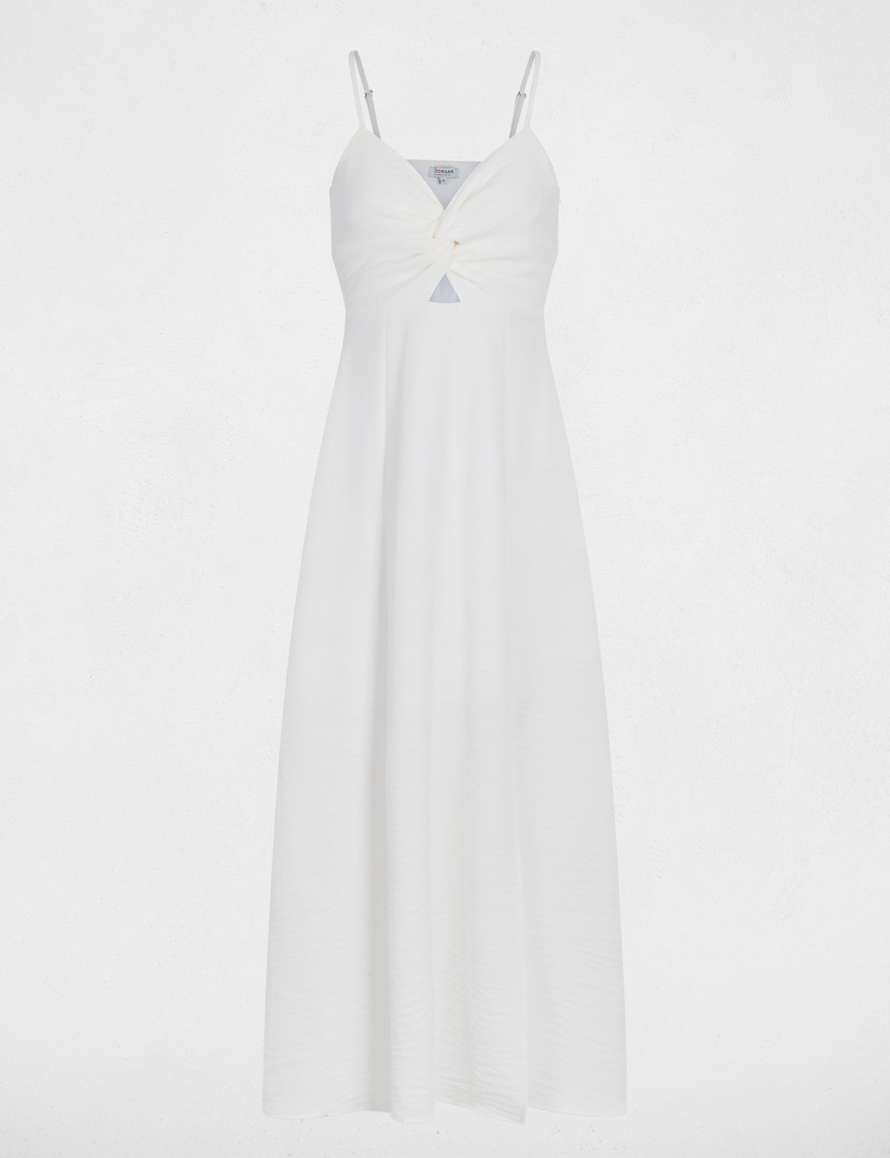 Robe longue col v blanc femme