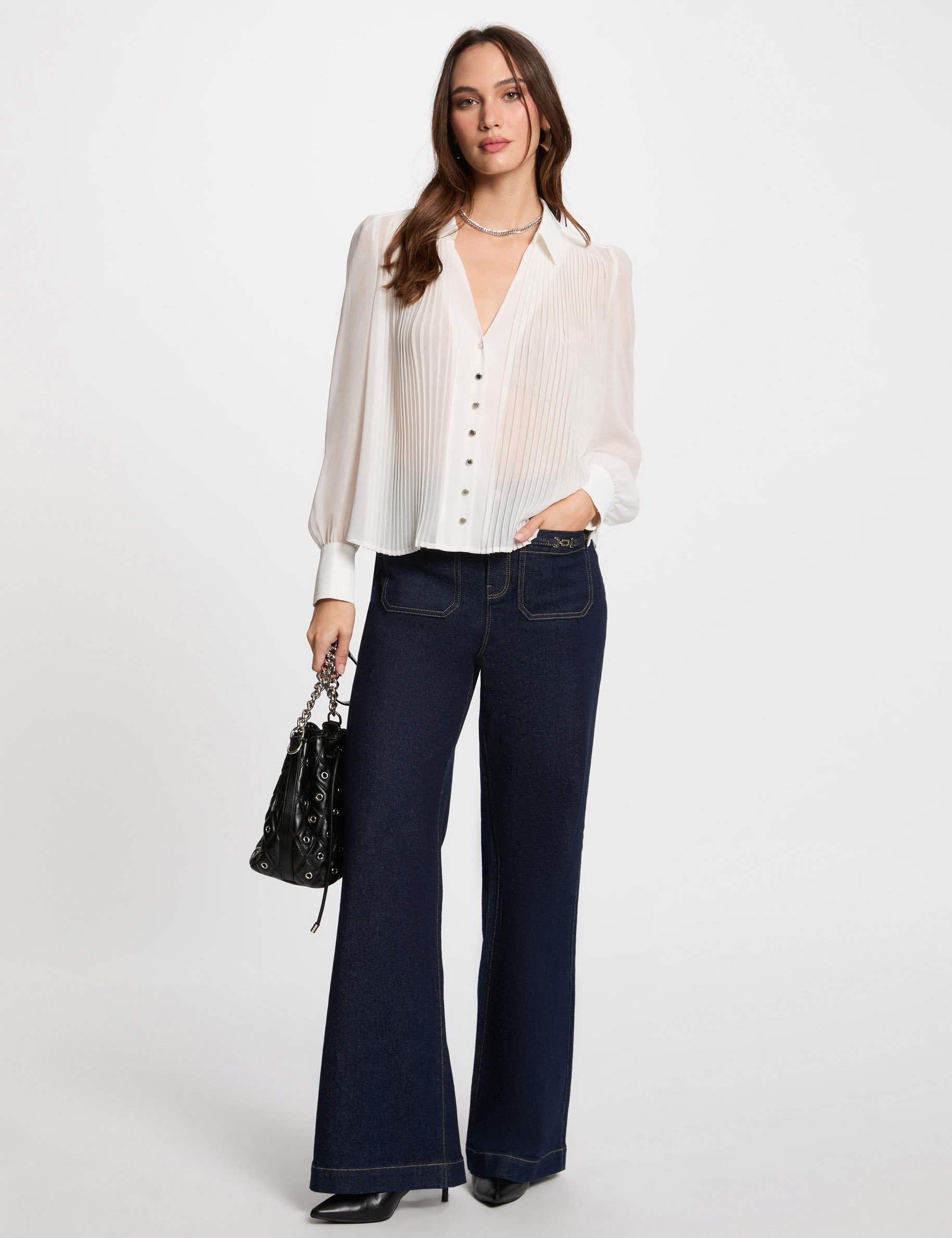 Chemise Femme ORVIS Taille 10 - Rayée Aqua/Blue, Manches Longues, Sans Plis (Occasion TBE)
