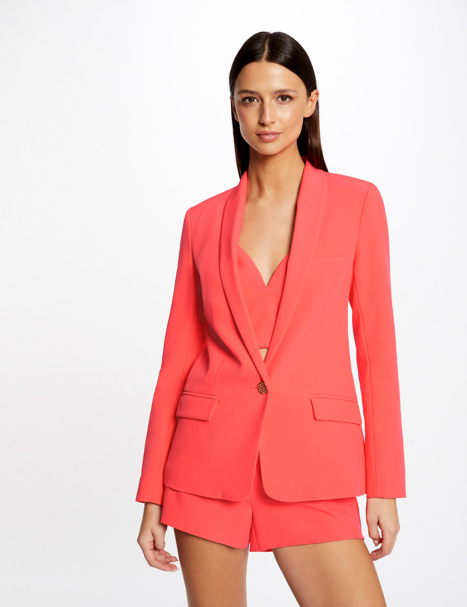 Veste cintrée boutonnée orange femme Veste cintrée boutonnée orange femme