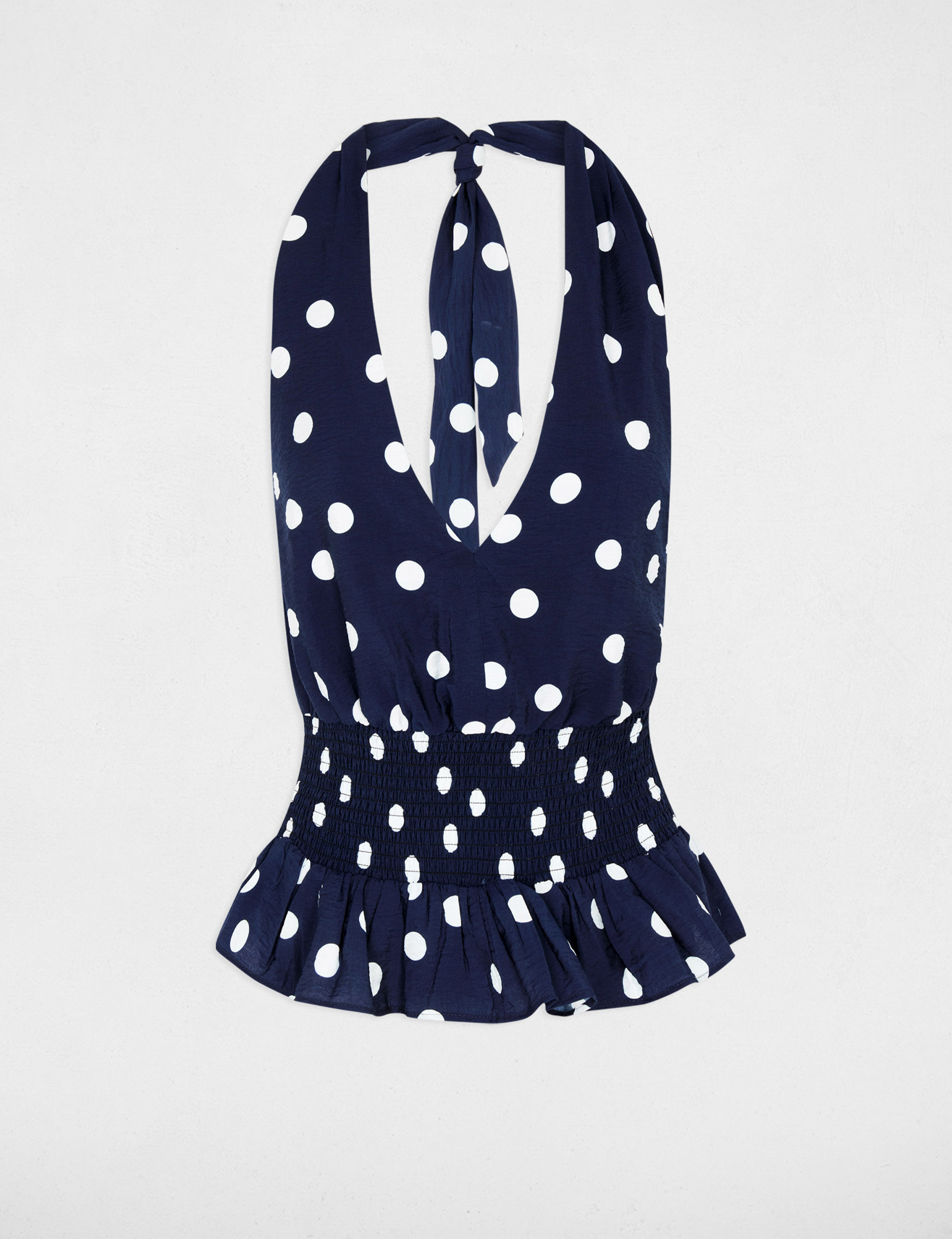 Top sans manches col v bleu marine femme
