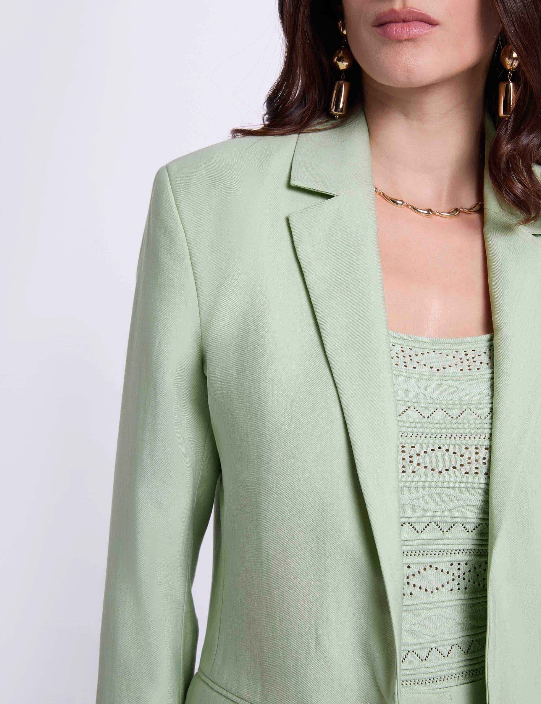 Veste ajust&eacute;e col tailleur vert pastel femme