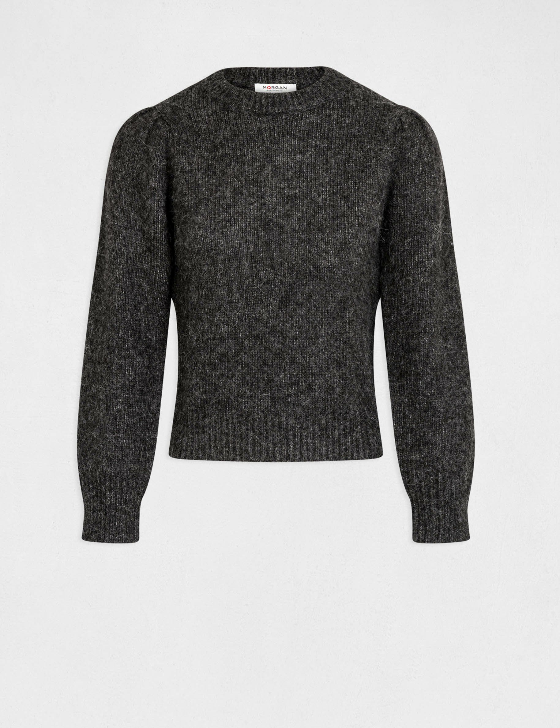 pull manches longues col rond gris anthracite femme Pull manches longues col rond gris anthracite femme