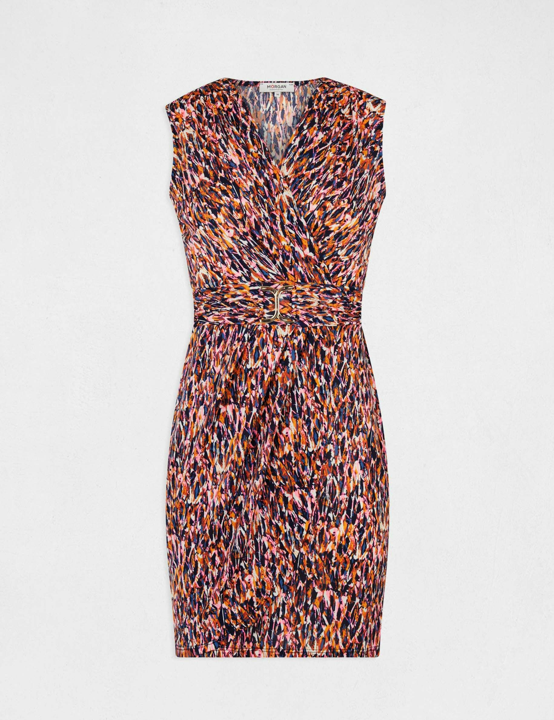 Robe ajustée à ornement imprimé abstrait multico femme Robe ajustée à ornement imprimé abstrait multico femme