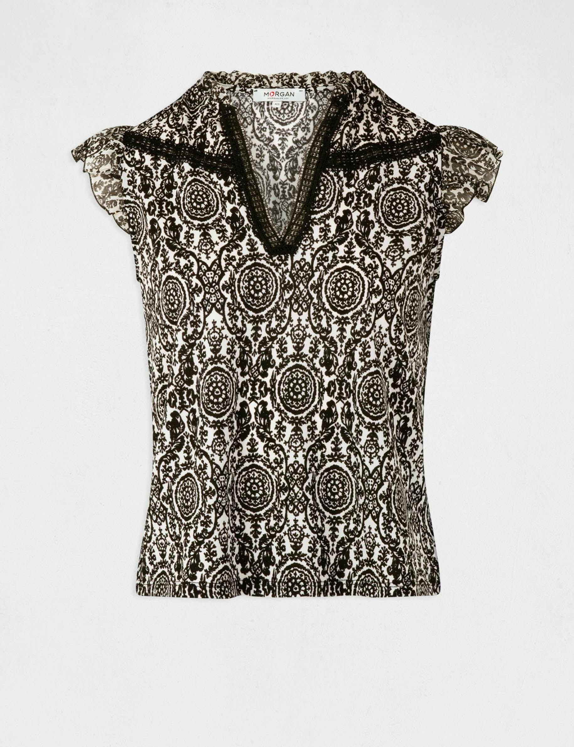 T-shirt manches courtes imprimé foulard multico femme T-shirt manches courtes imprimé foulard multico femme