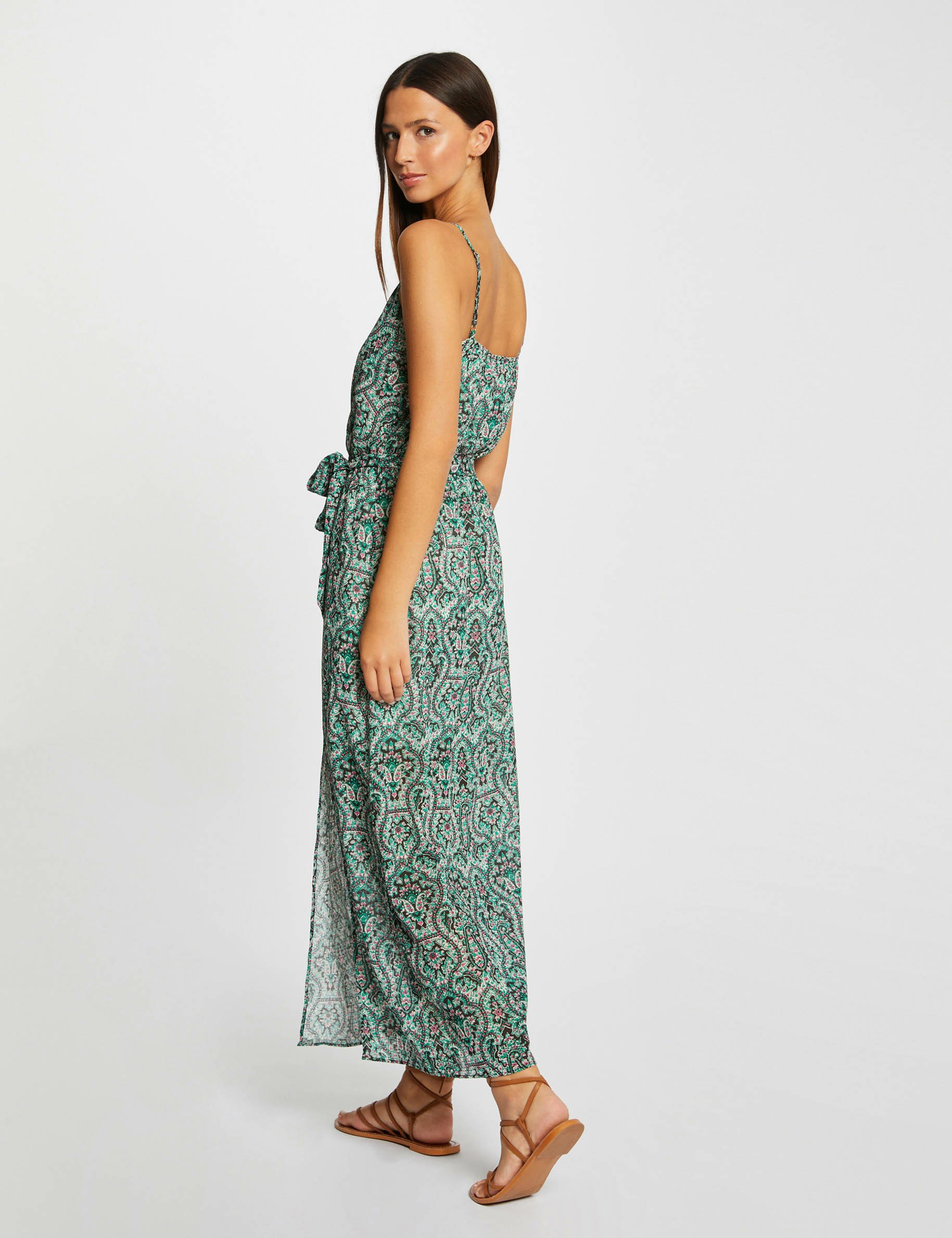 robe longue droite imprime cachemire multico femme Robe longue droite imprimé cachemire multico femme