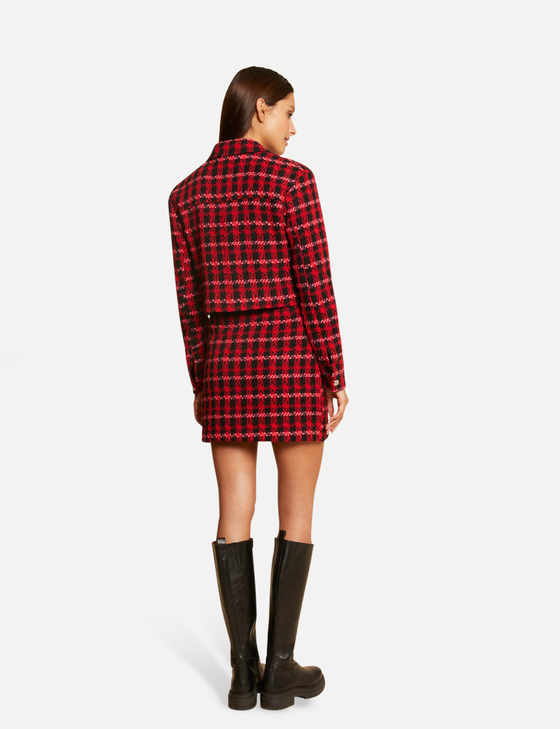 Haut à carreaux boutonné à manches longues pour femme – Chemisier à carreaux – Cardigan vichy ample ouvert