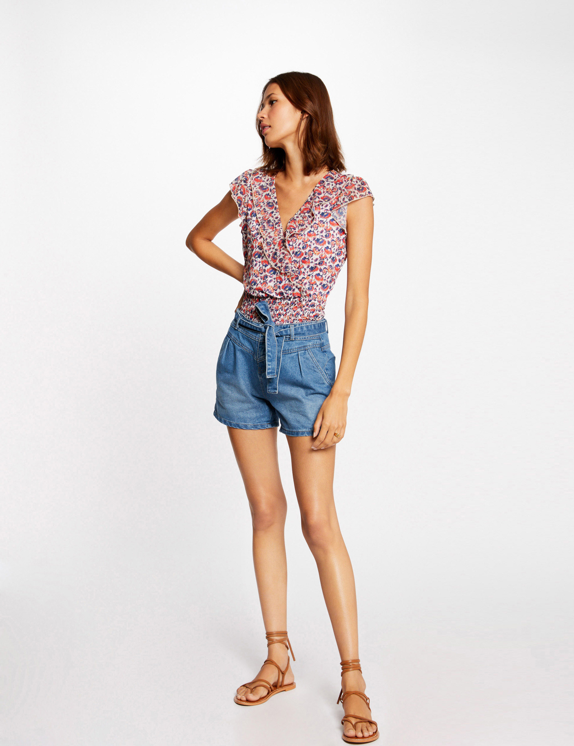 T-shirt manches courtes imprimé floral rose femme T-shirt manches courtes imprimé floral rose femme