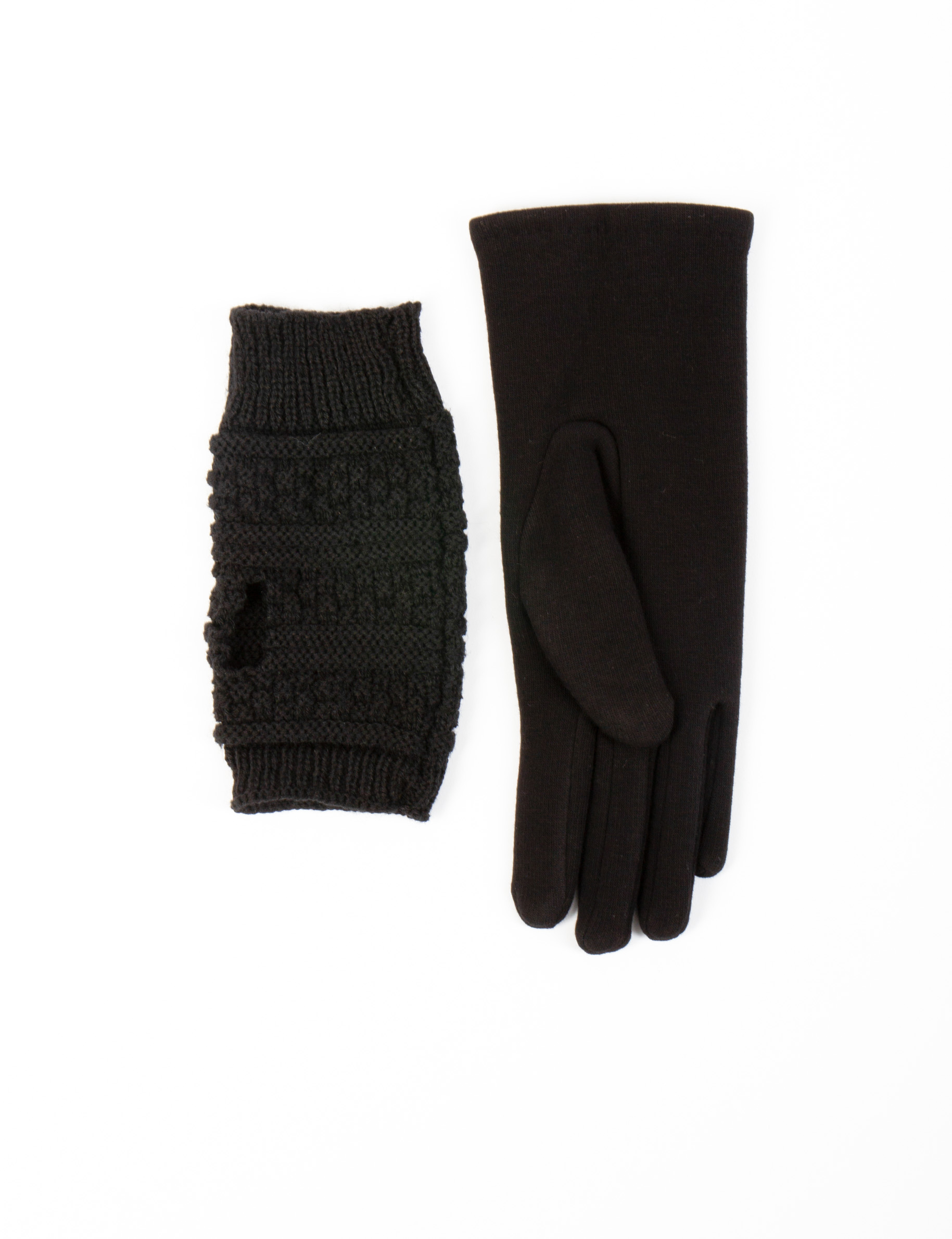 gants en maille avec strass noir femme Gants en maille avec strass noir femme