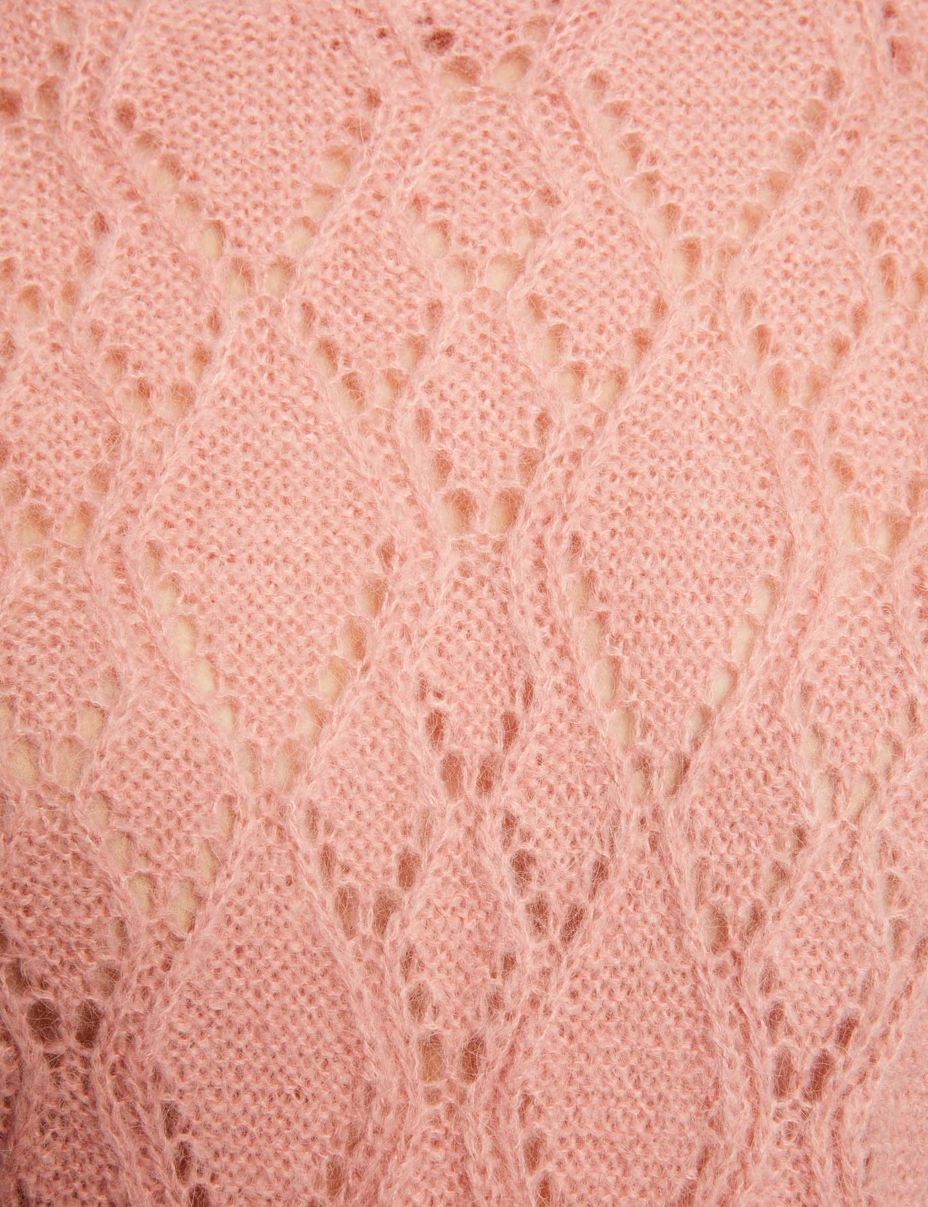 Pull Col Montant Laine Pour Femme Rose