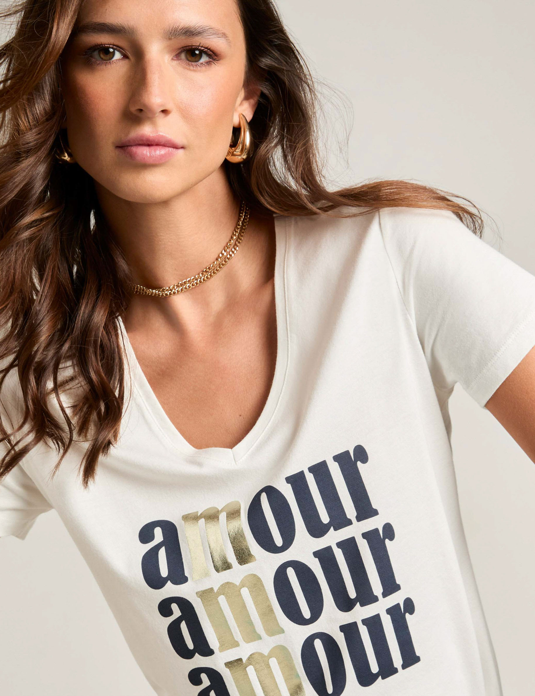 T-shirt Femme Morgan - Manches Longues Plumetis & Dentelle - Coupe Ajustée