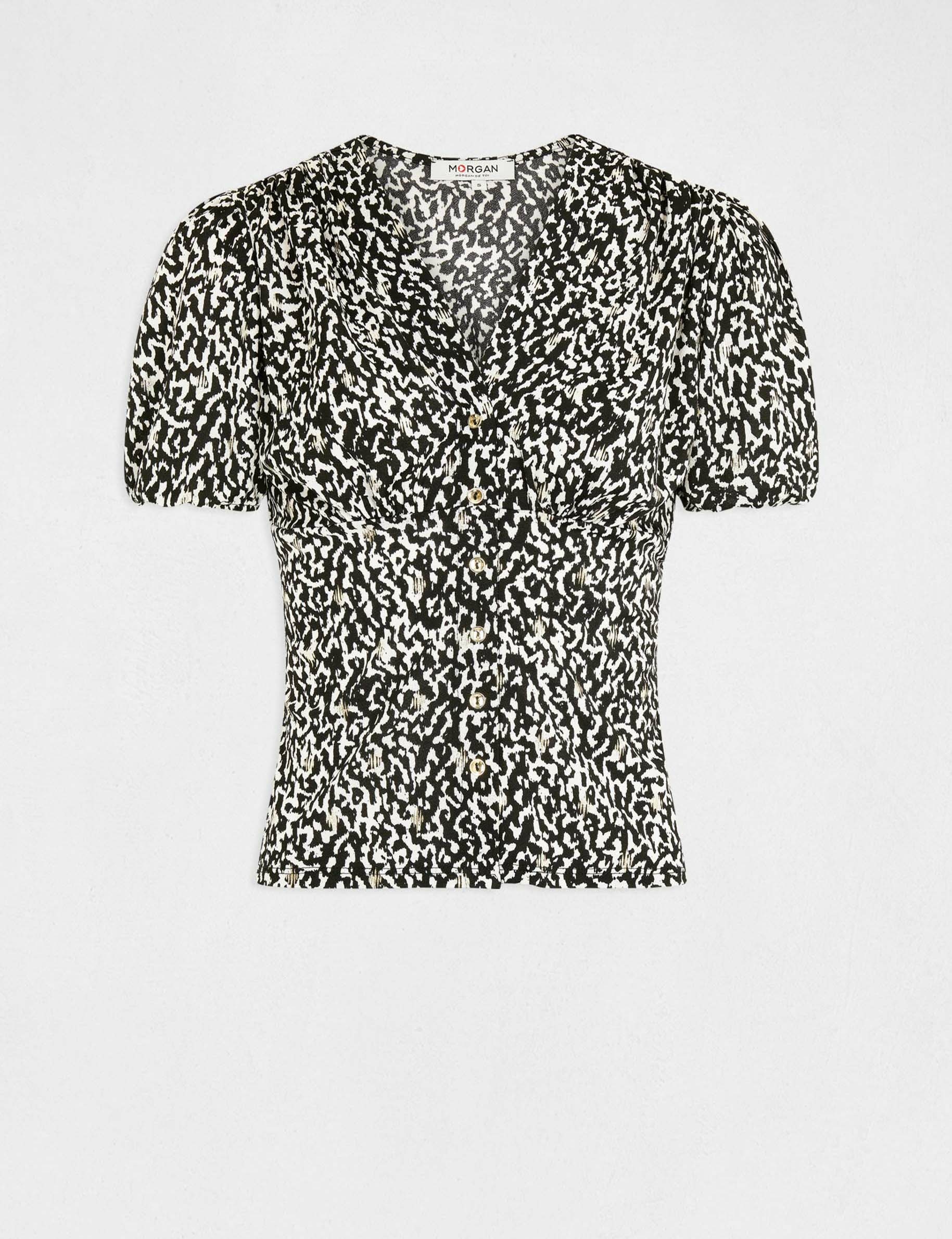 t shirt a boutons imprime animalier multico femme T-shirt à boutons imprimé animalier multico femme