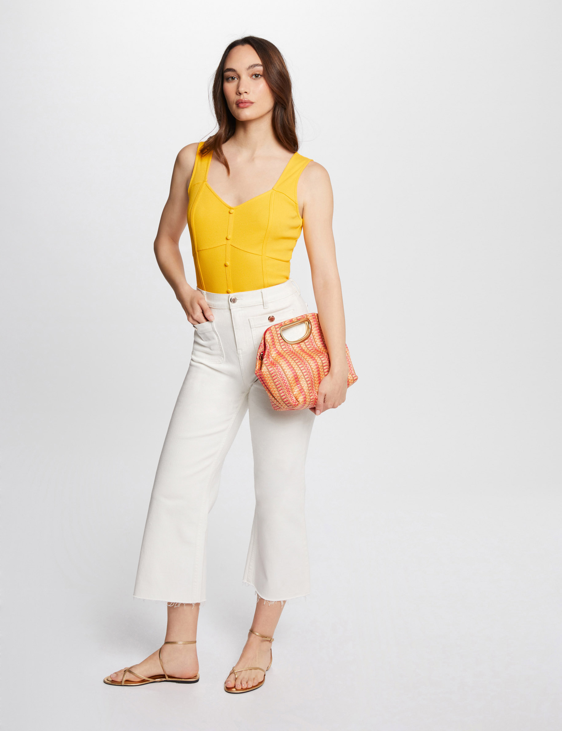 debardeur cotele ocre femme Débardeur côtelé ocre femme