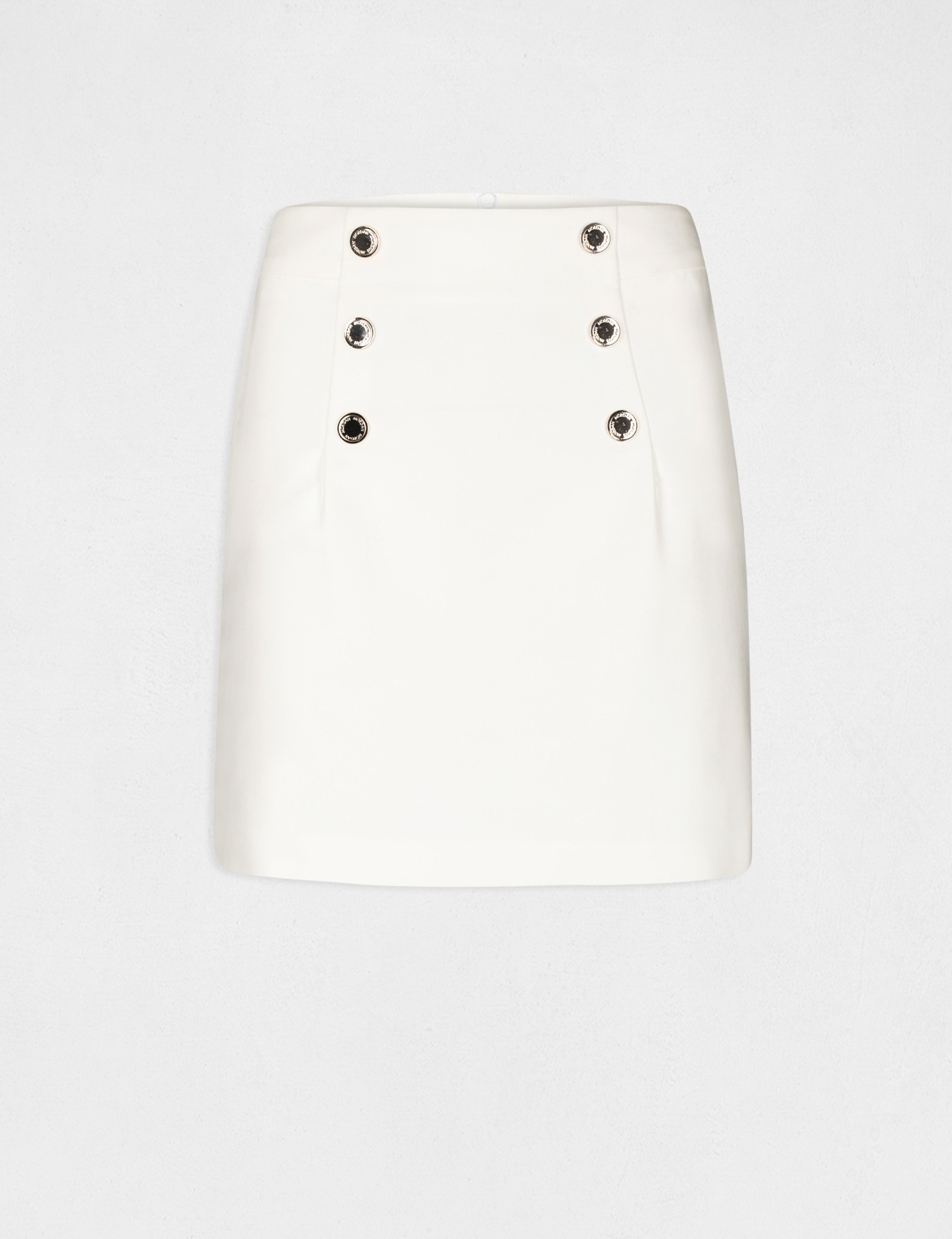Jupe droite taille haute avec boutons ecru femme