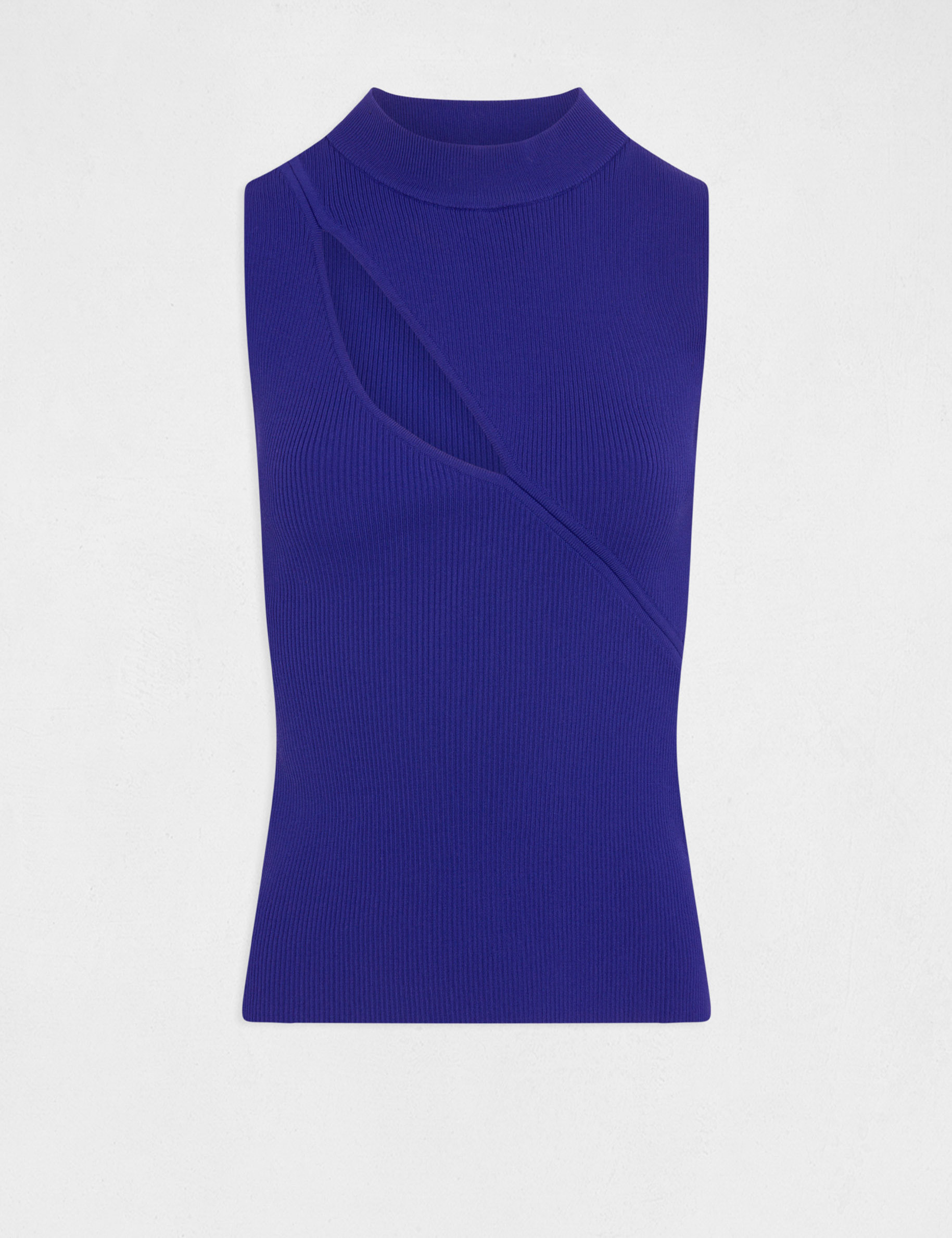 debardeur pull sans manches a ouverture bleu moyen femme Débardeur pull sans manches à ouverture bleu moyen femme