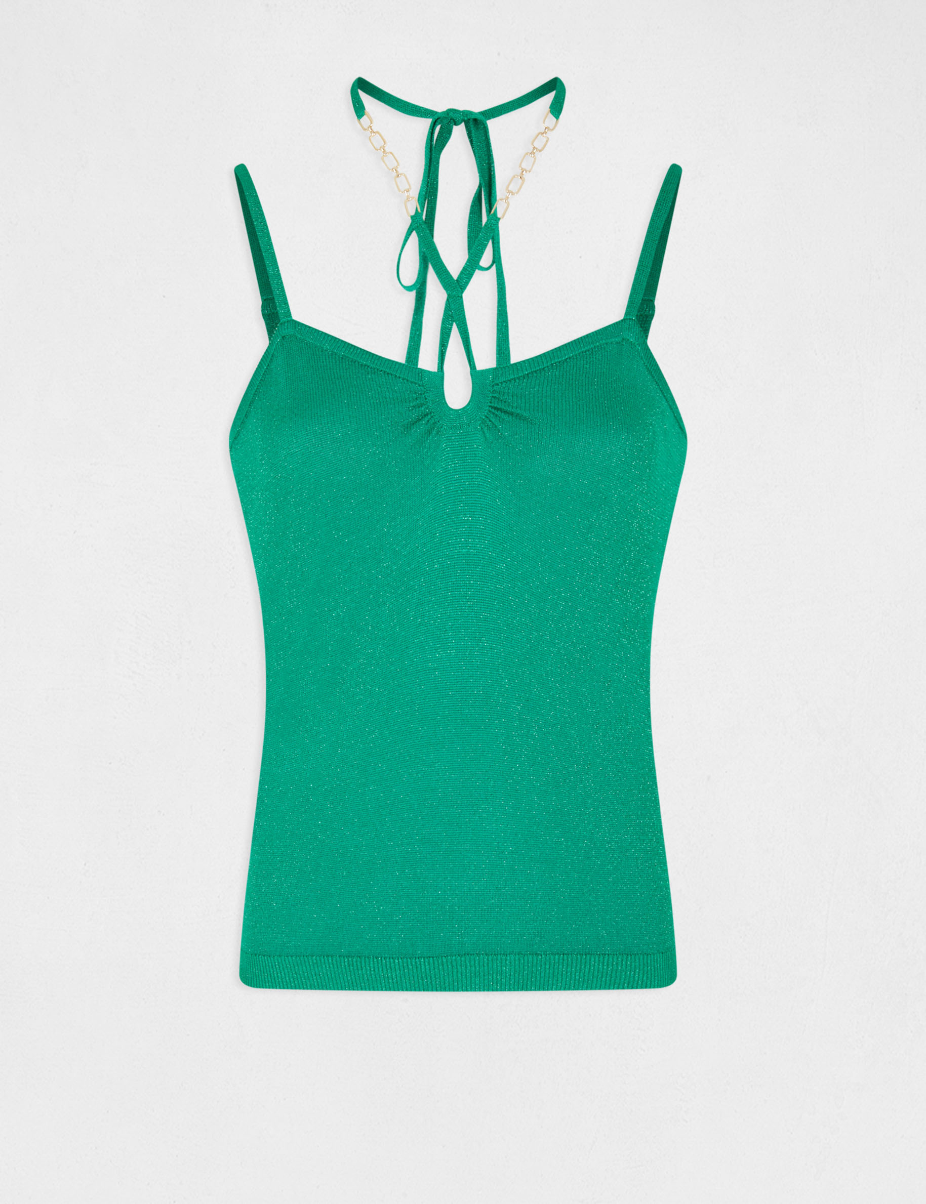 Débardeur pull avec bretelles croisées vert femme Débardeur pull avec bretelles croisées vert femme