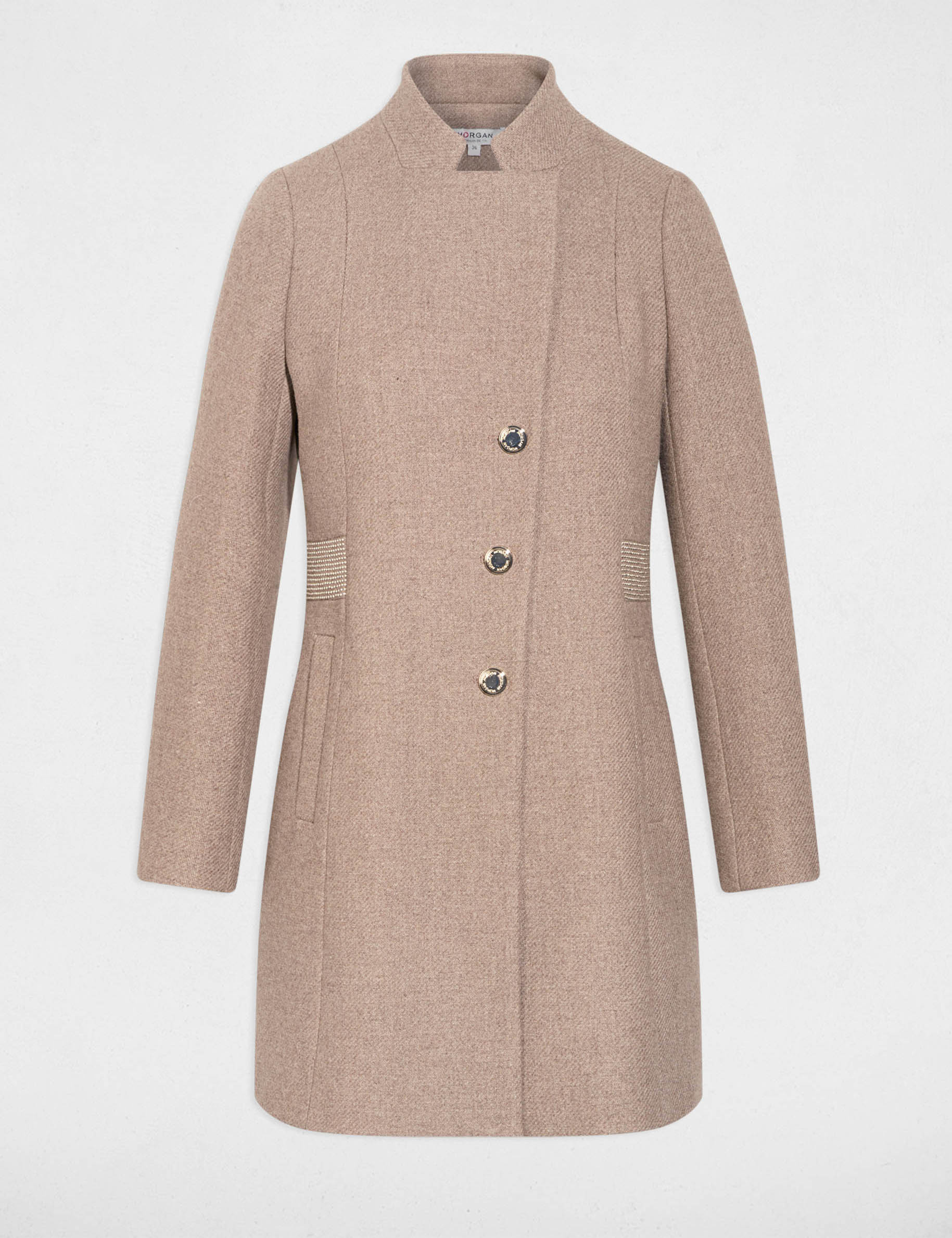 Manteau ajusté strass beige femme Morgan