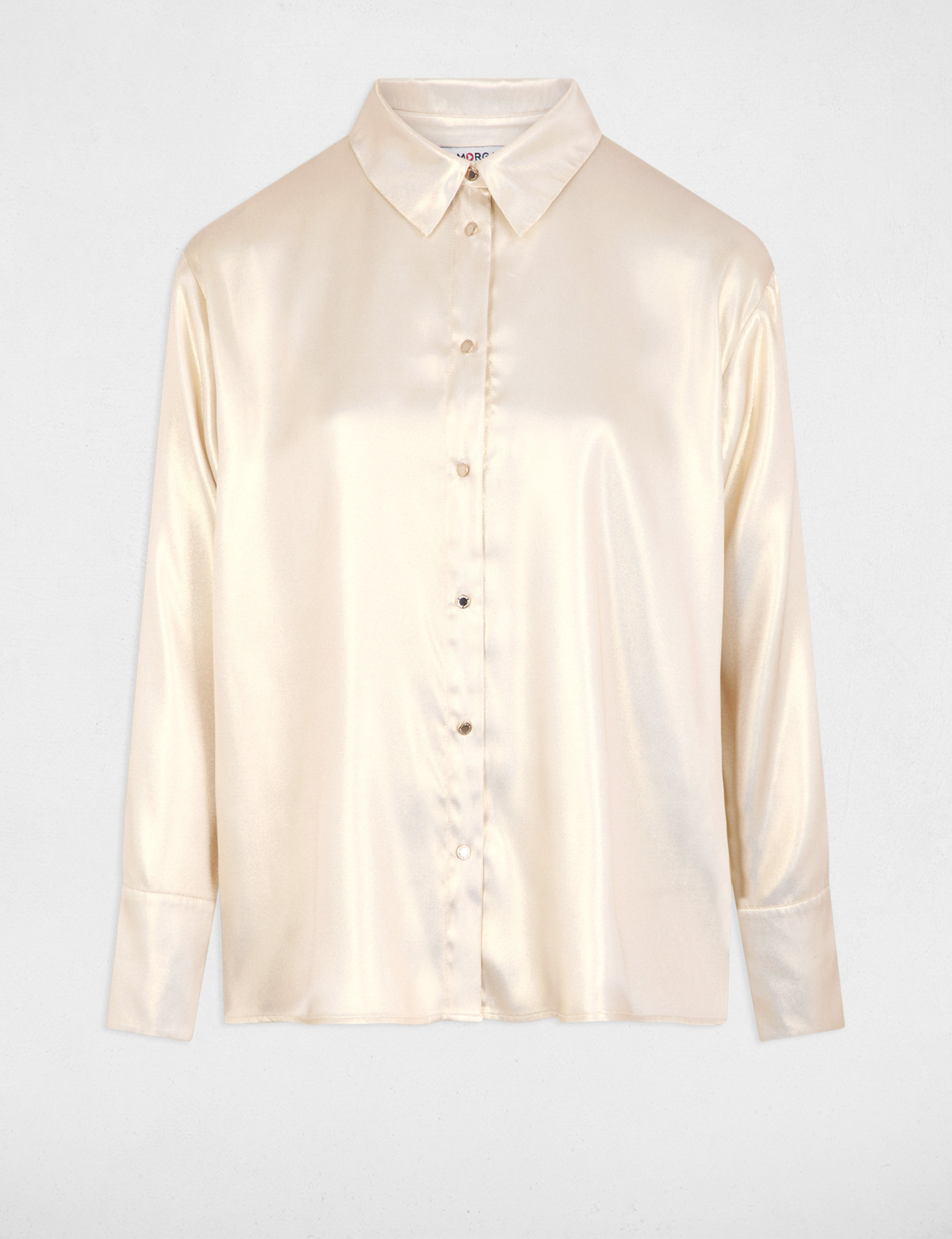 chemise manches longues satin jaune or femme Chemise manches longues satin jaune or femme
