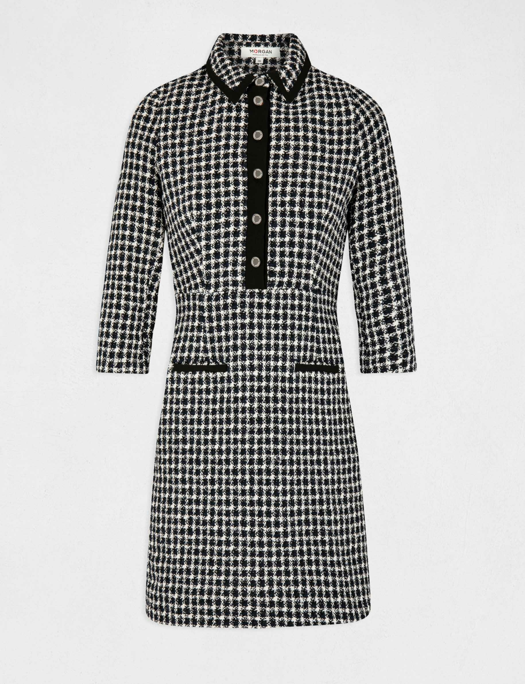 robes manches 34 boutonnee a lavant marine femme Robes manches 3/4 boutonnée à l'avant marine femme