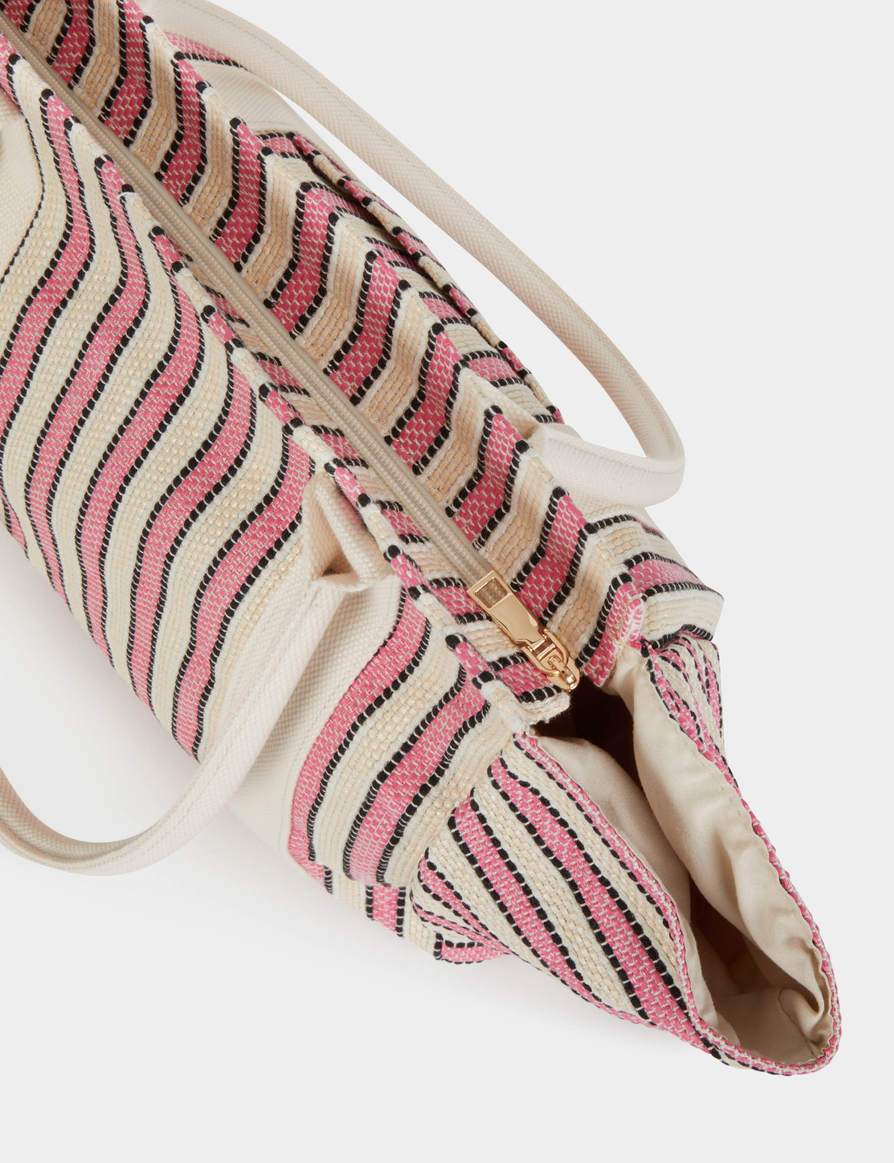 Sac cabas ray&eacute; ivoire femme