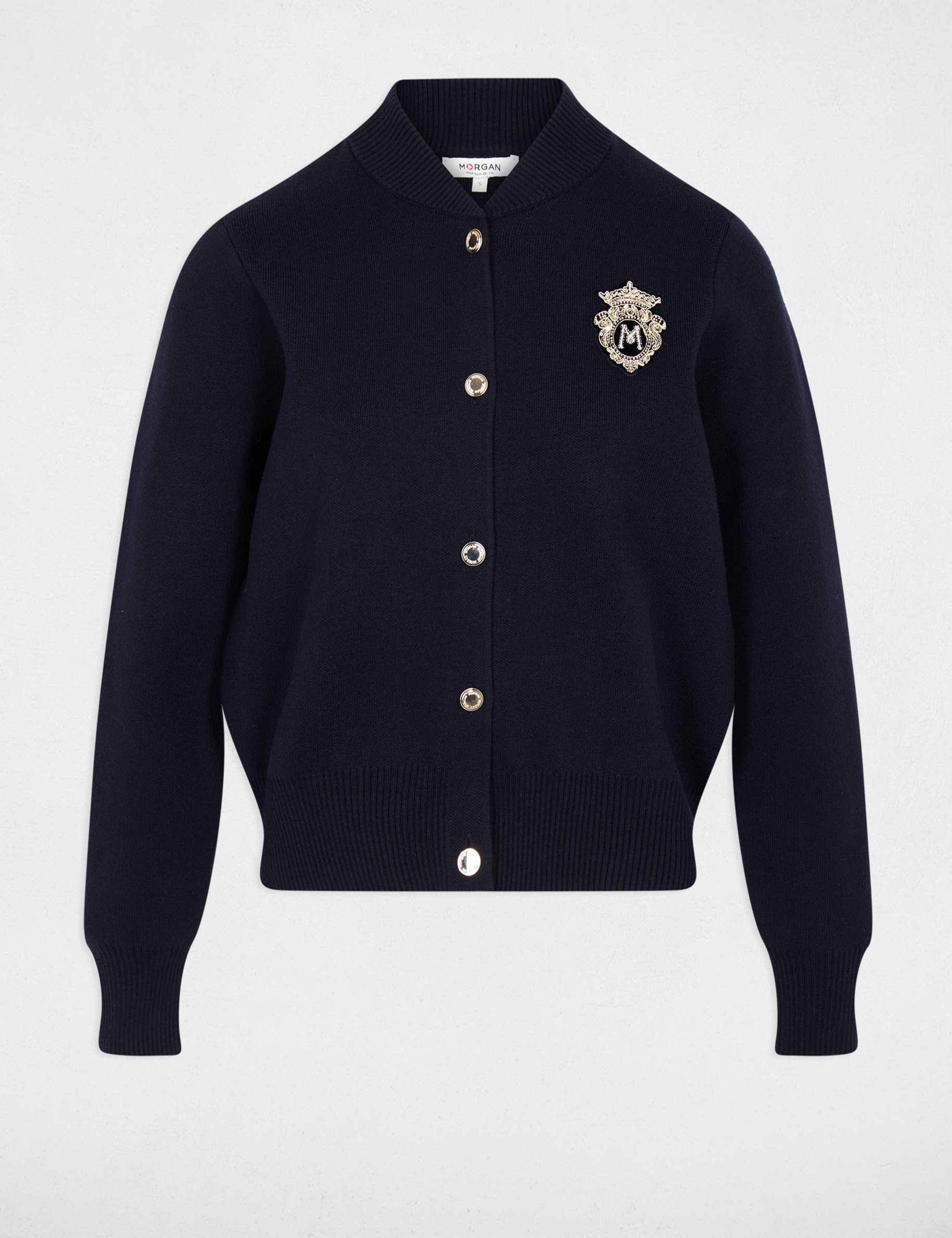 Pull col teddy bleu marine femme
