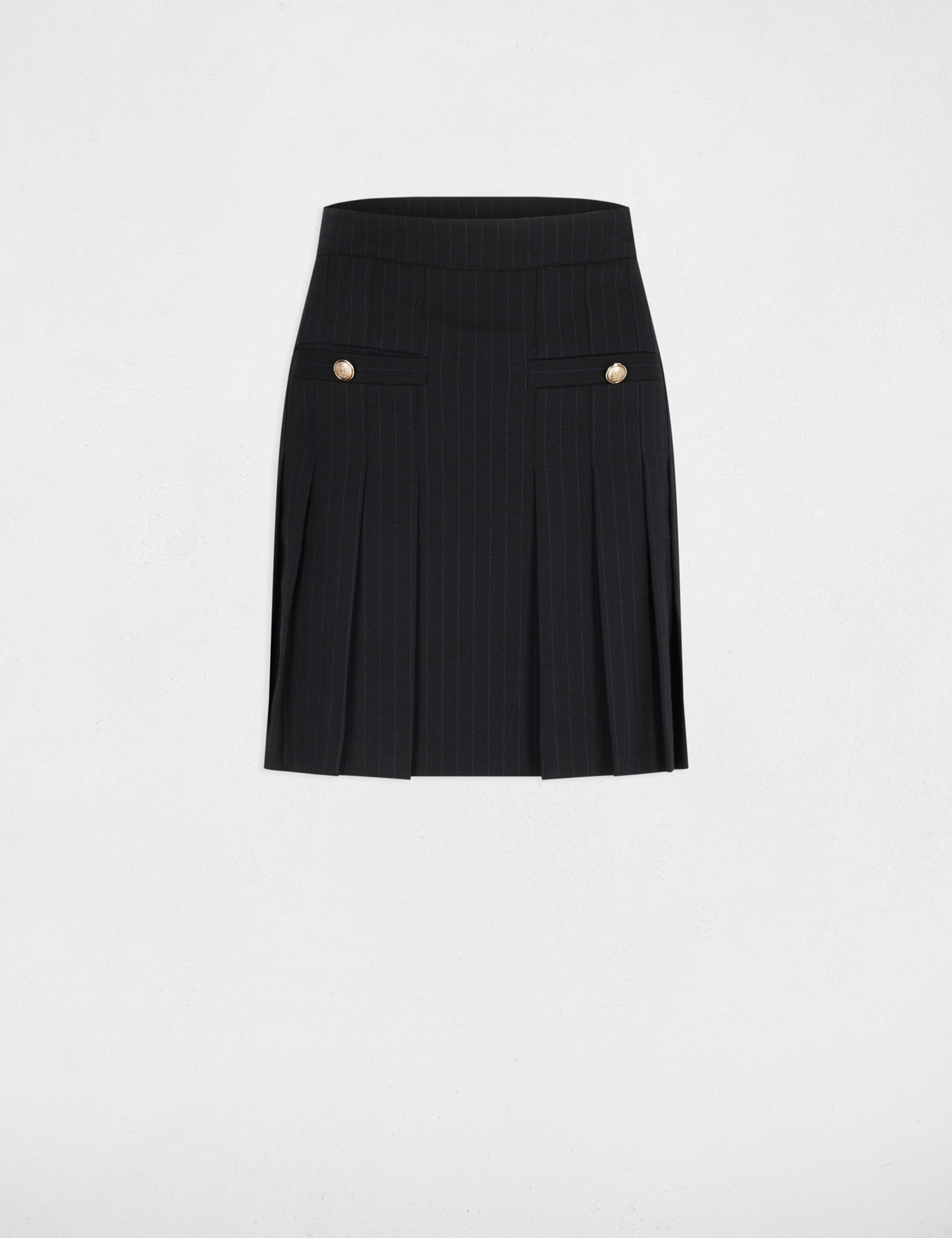 Jupe courte pliss&eacute;e bleu marine femme