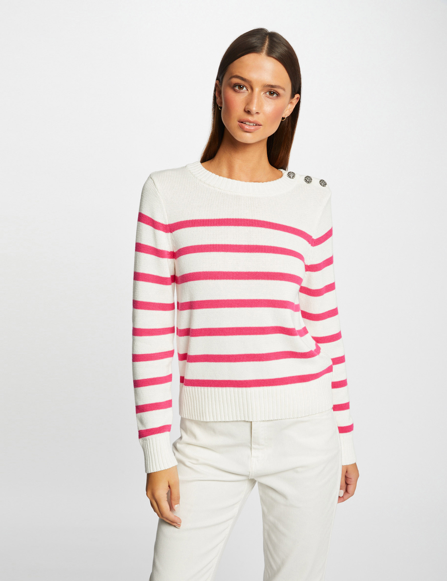 pull manches longues a rayures ecru femme Pull manches longues à rayures ecru femme