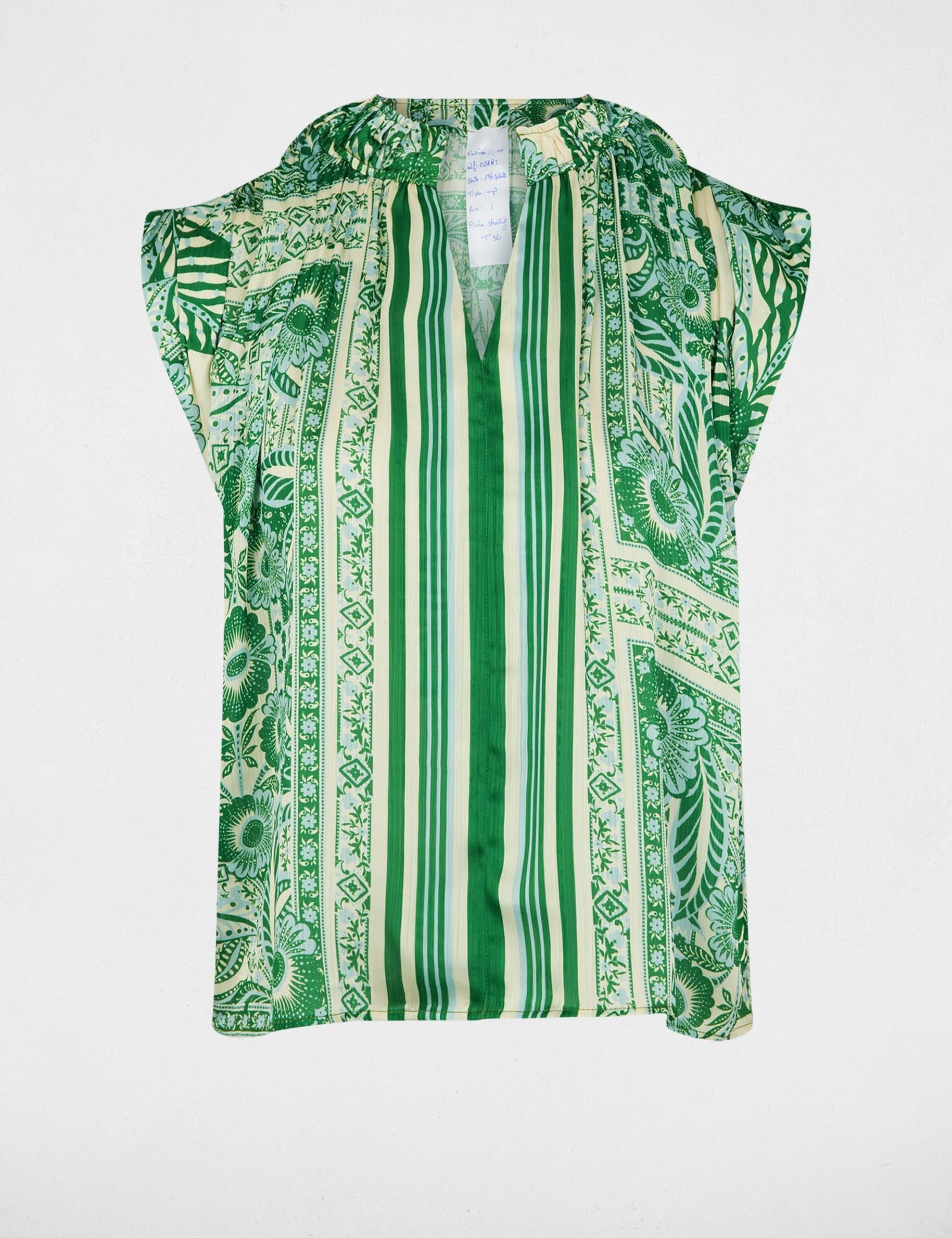 Blouse sans manches col v multicolore femme