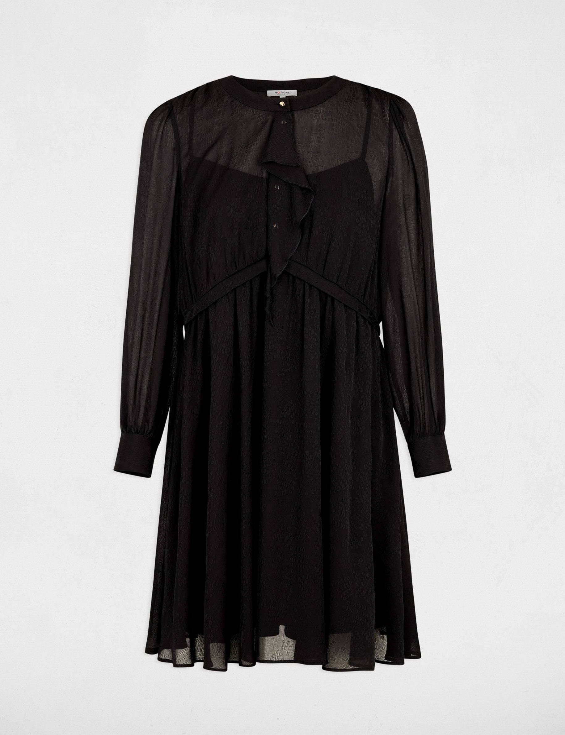 Robe courte jacquard noir femme