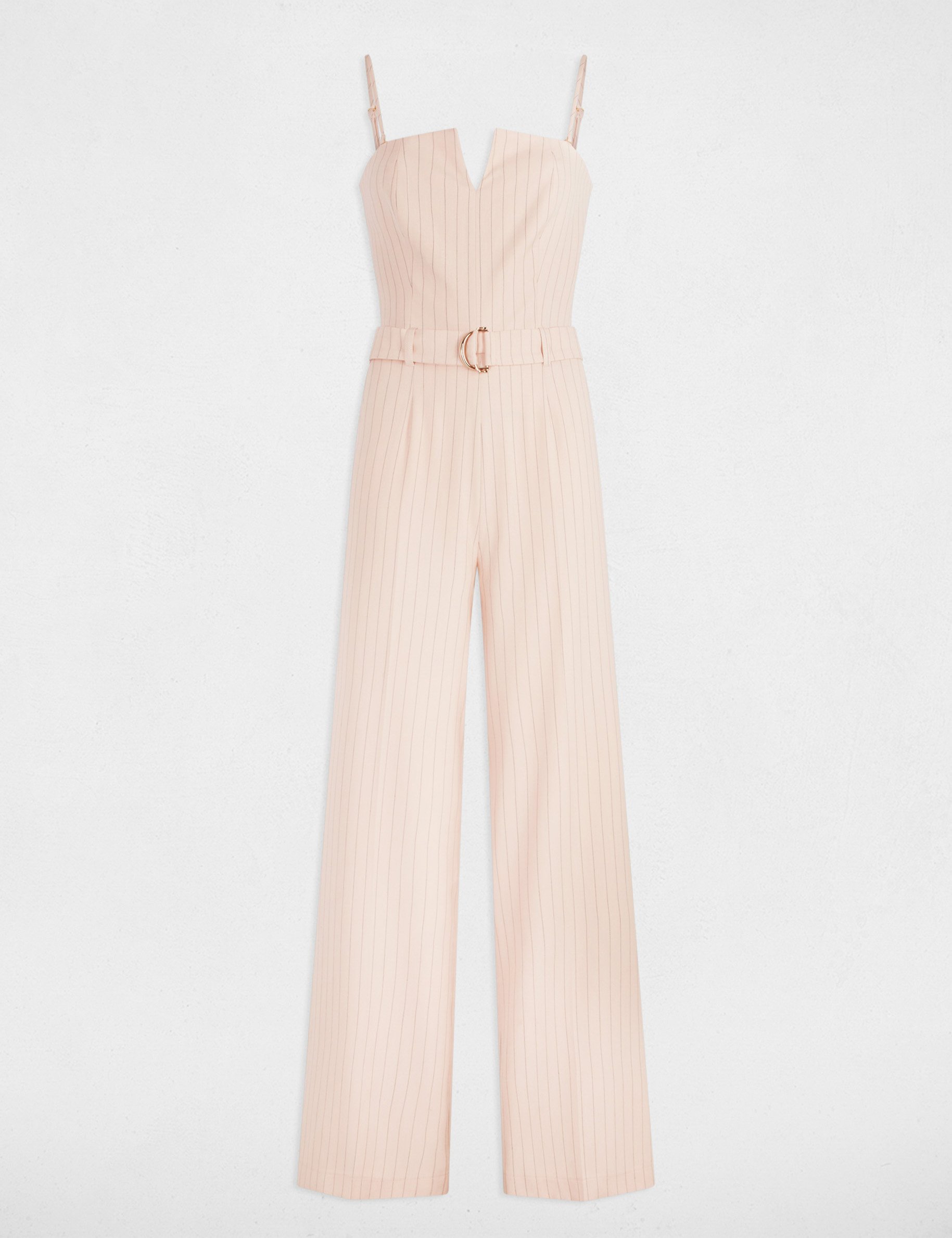 combinaison longue rayee rose clair femme Combinaison longue rayée rose clair femme