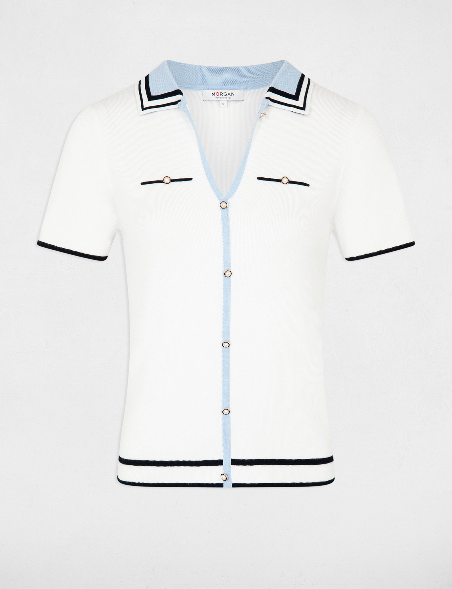pull col polo manches courtes ivoire femme Pull col polo manches courtes ivoire femme