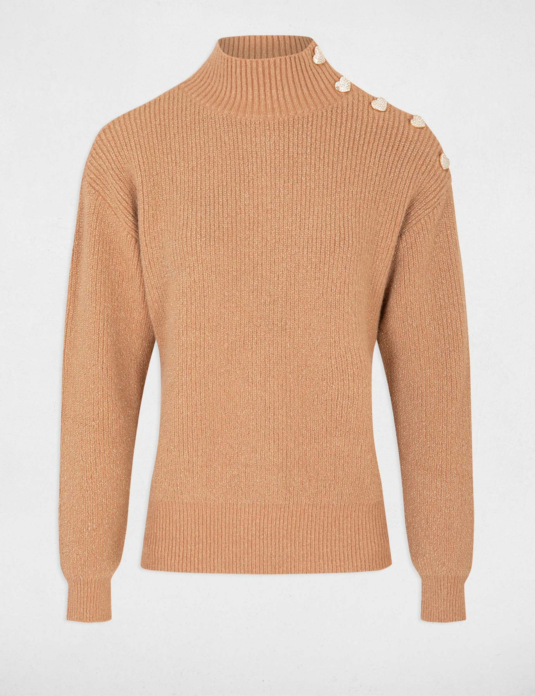 pull manches longues avec boutons camel femme Pull manches longues avec boutons camel femme