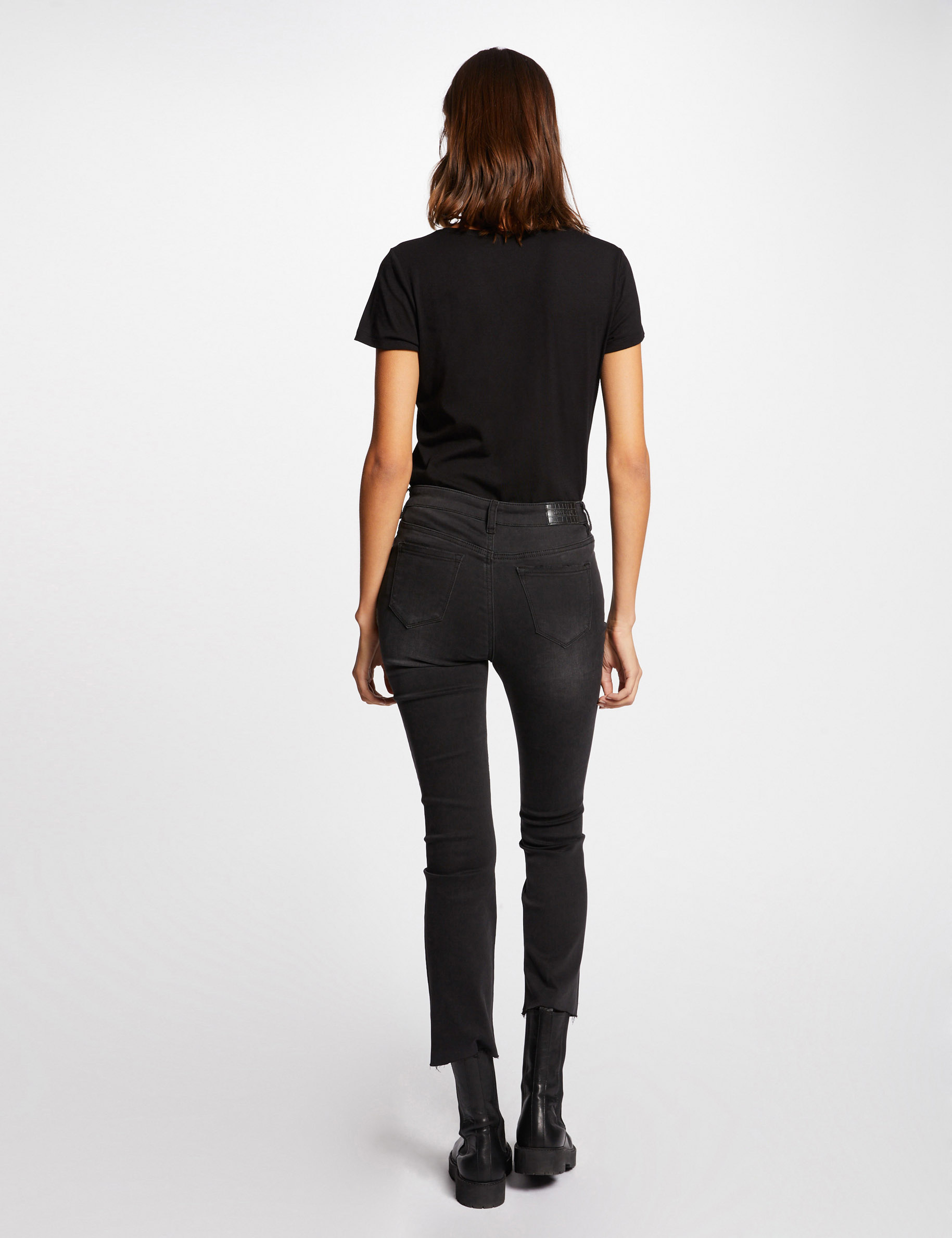 T-shirt manches courtes à inscription noir femme T-shirt manches courtes à inscription noir femme