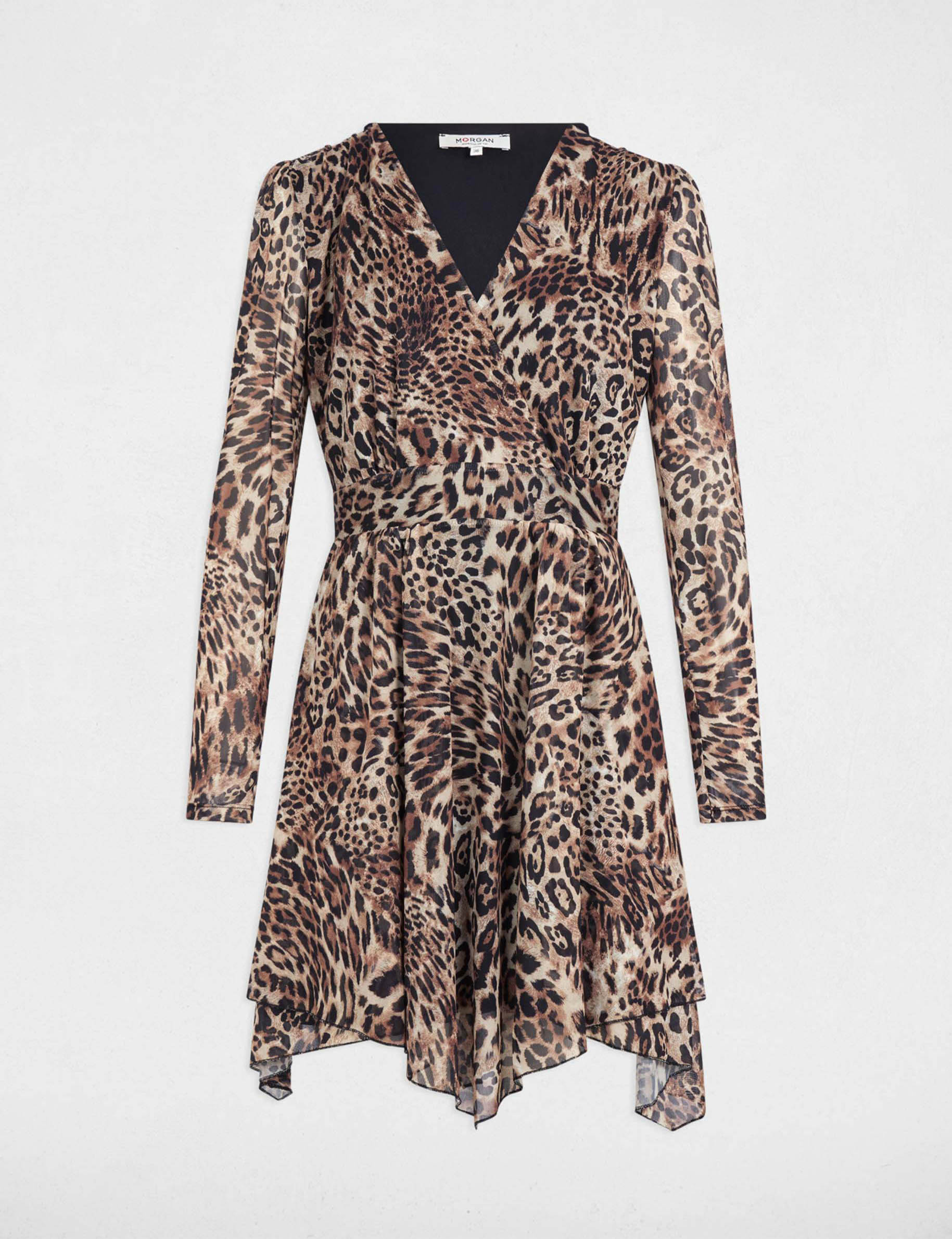 Robe courte évasée imprimée multicolore femme