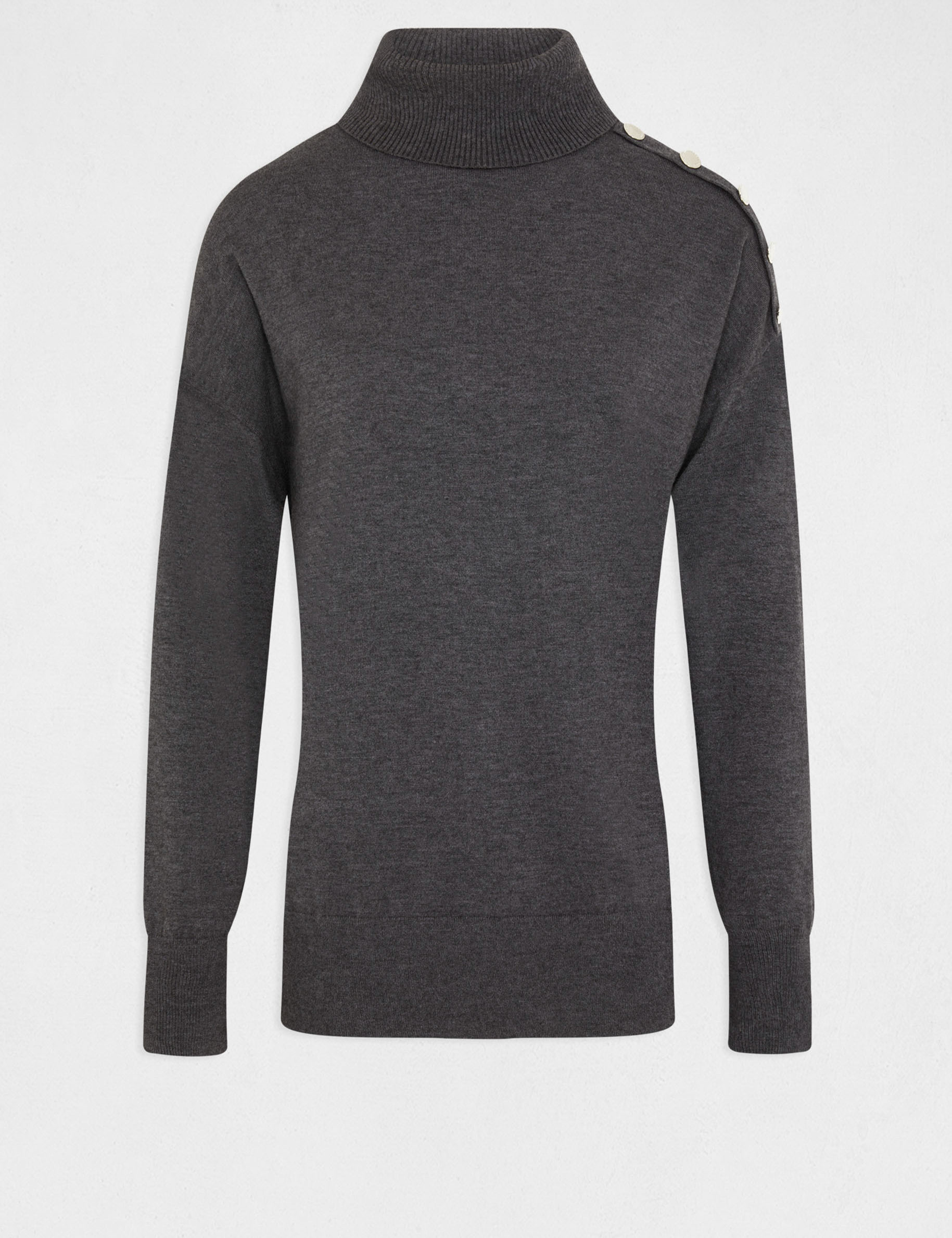 pull manches longues avec col roule gris anthracite femme Pull manches longues avec col roulé gris anthracite femme