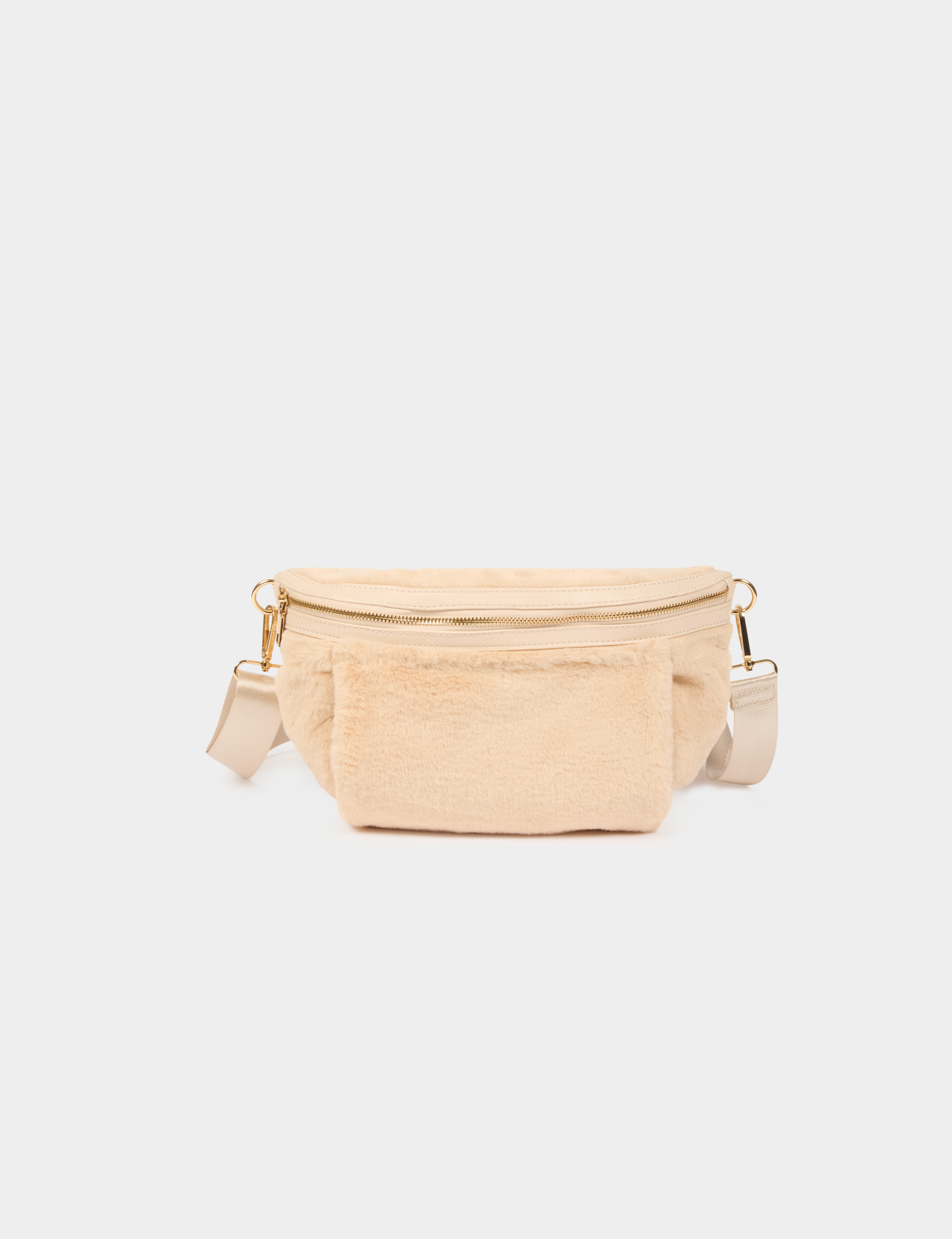 Sac banane fausse fourrure ivoire femme